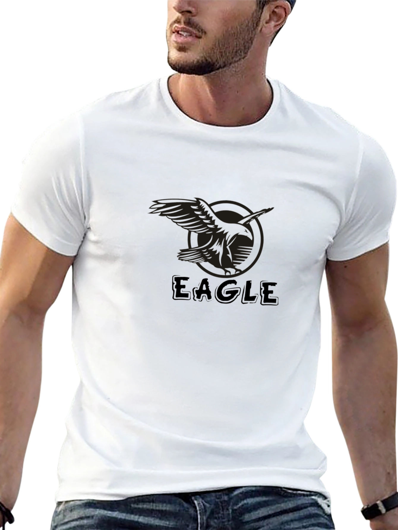 Eagle Graphic Print Mens T-Shirt - Black