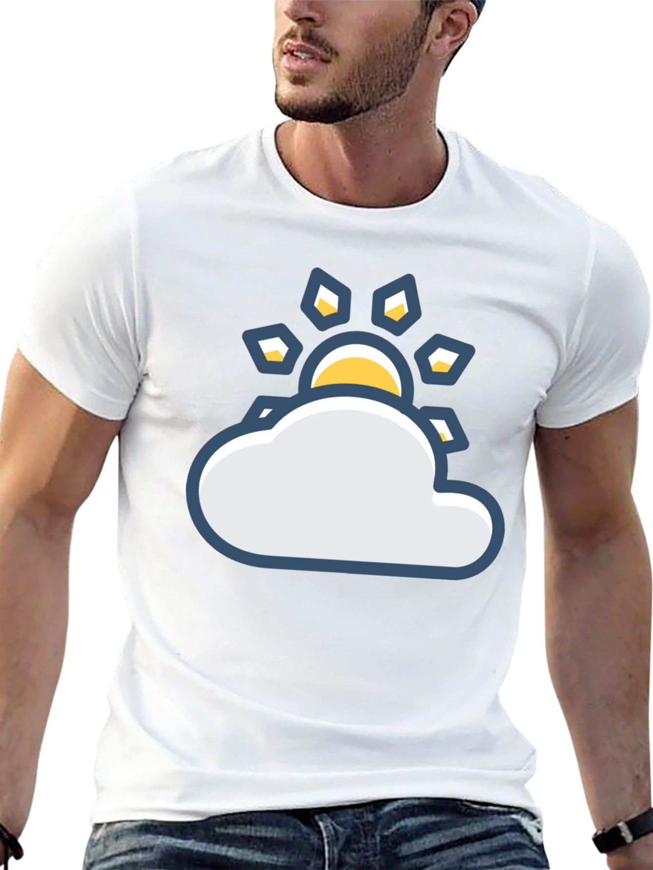 Sunny Day Cloud Graphic Tee - Black Cotton T-Shirt