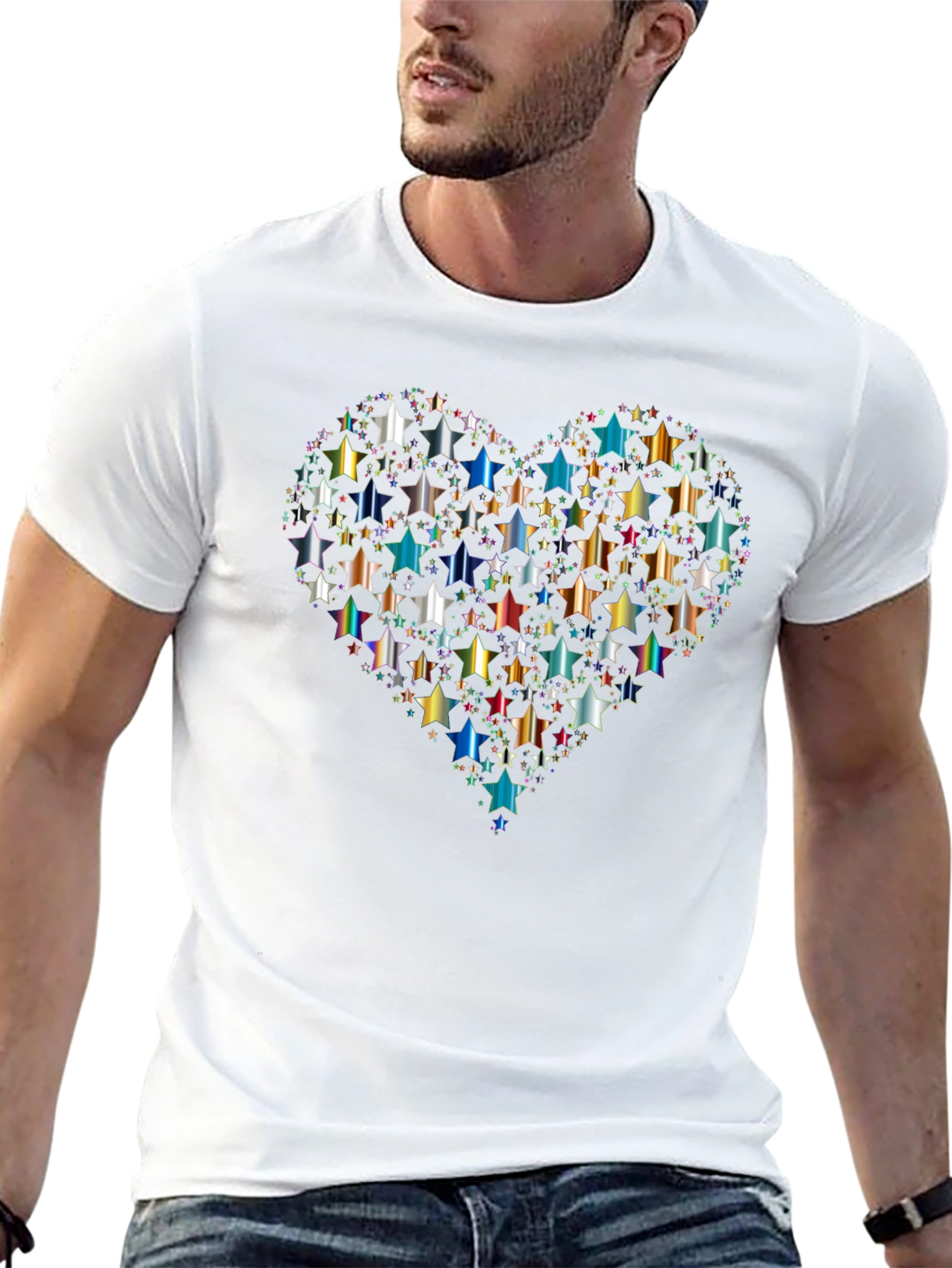 Star Heart Graphic T-Shirt - Black
