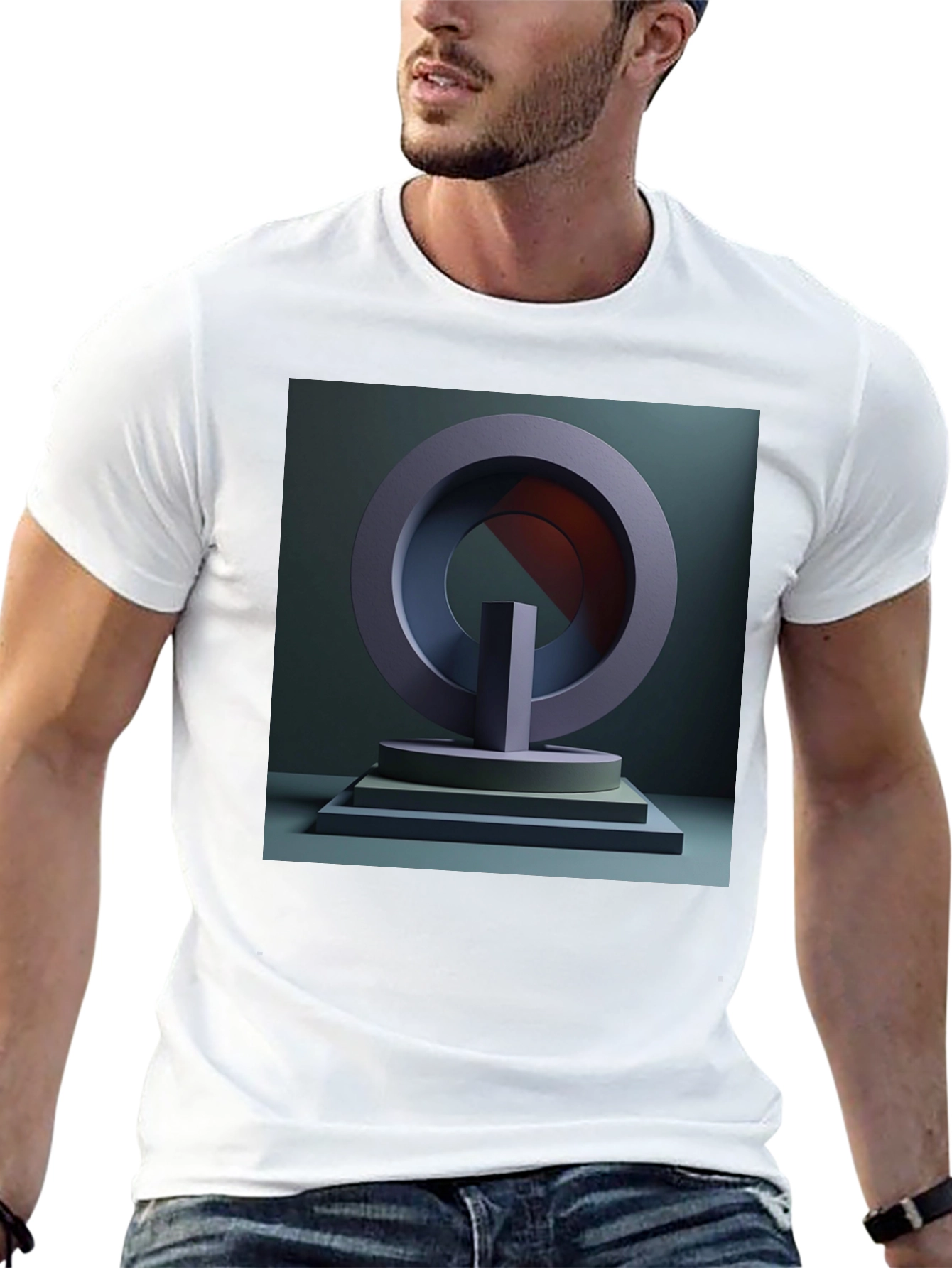 Modern Art Geometric Graphic Tee - Black