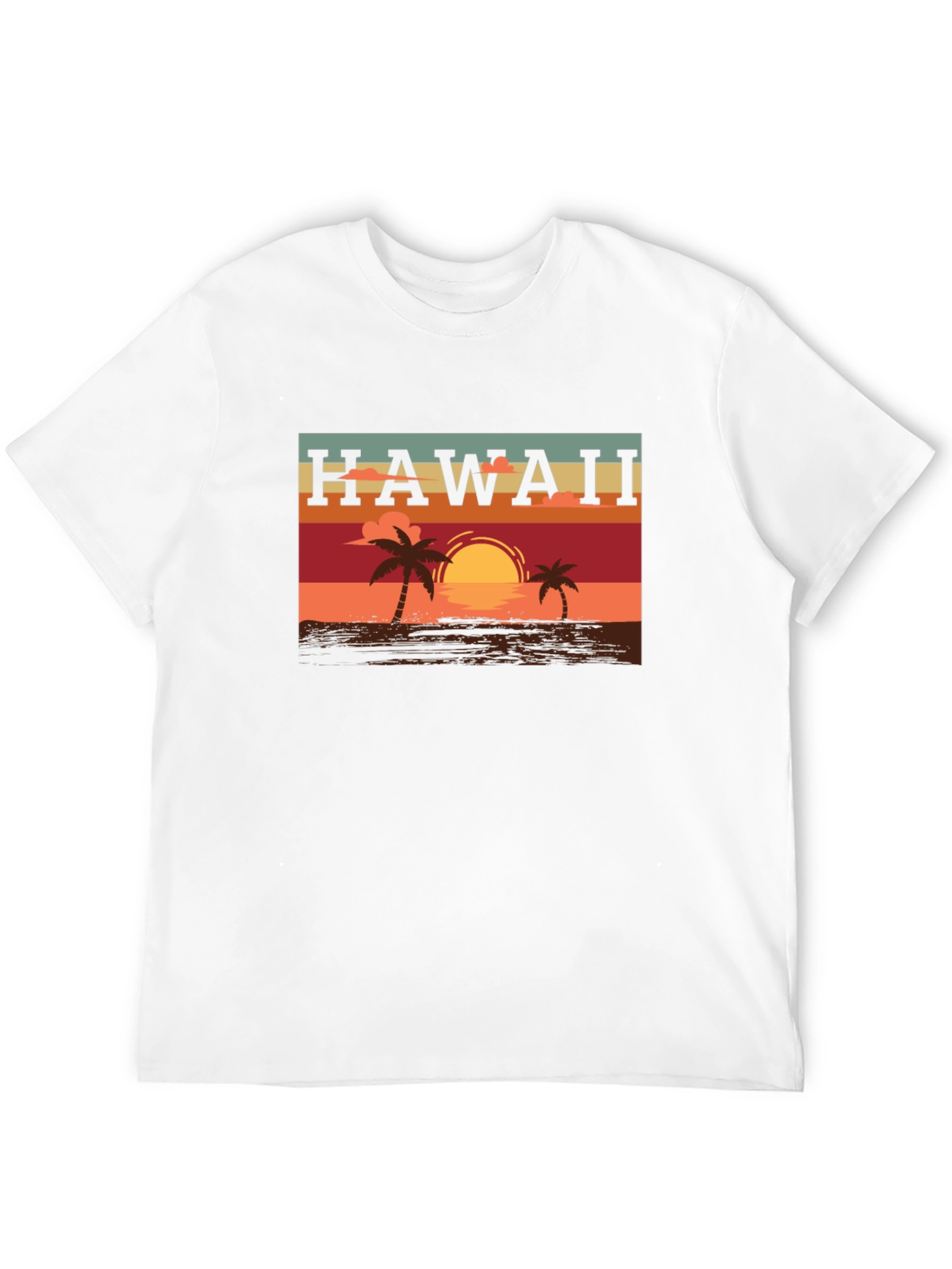 Hawaii Sunset Graphic Tee - Palm Tree Design