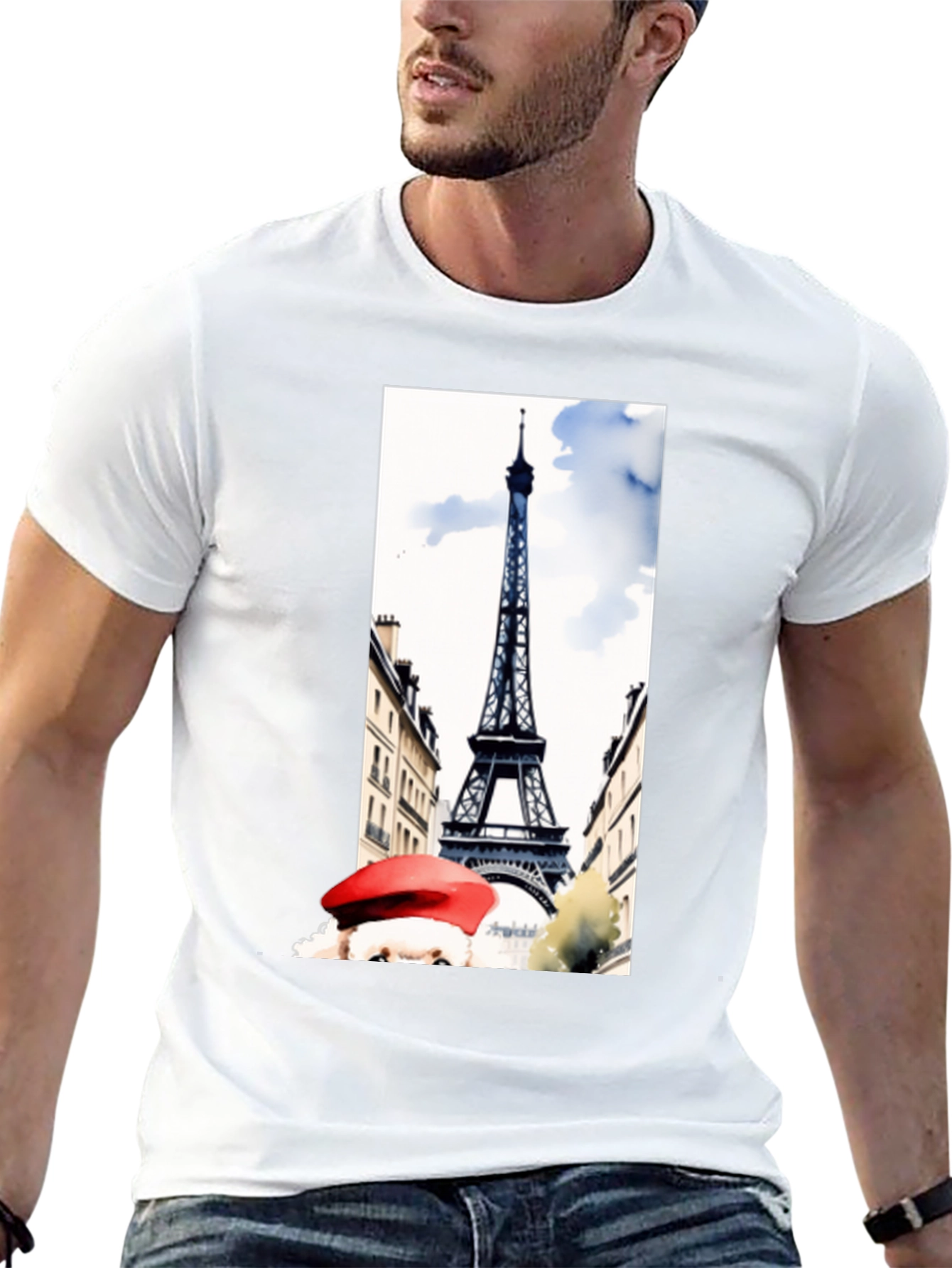 Paris Eiffel Tower Graphic Tee - Black Cotton T-Shirt