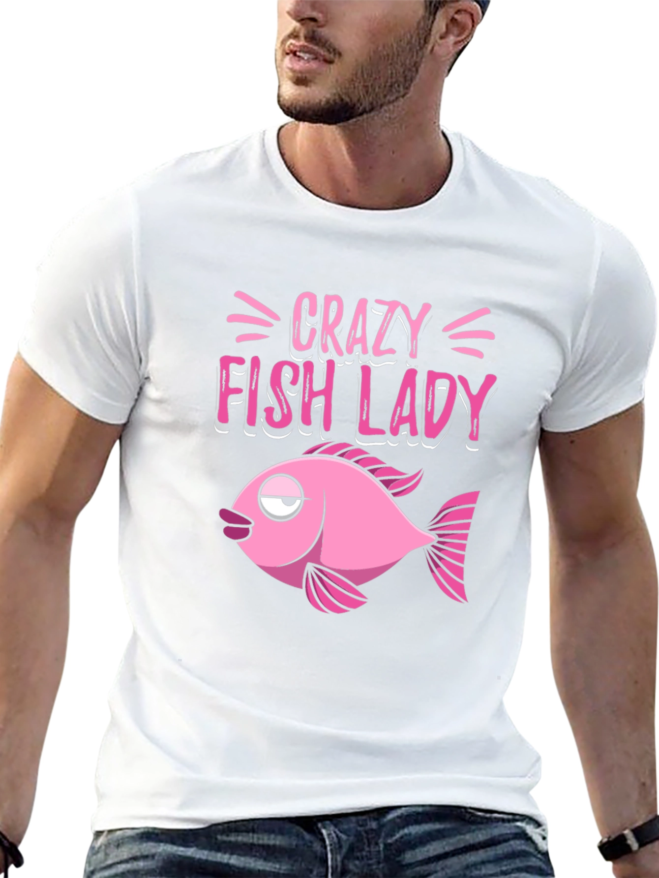 Crazy Fish Lady Graphic Tee - Black