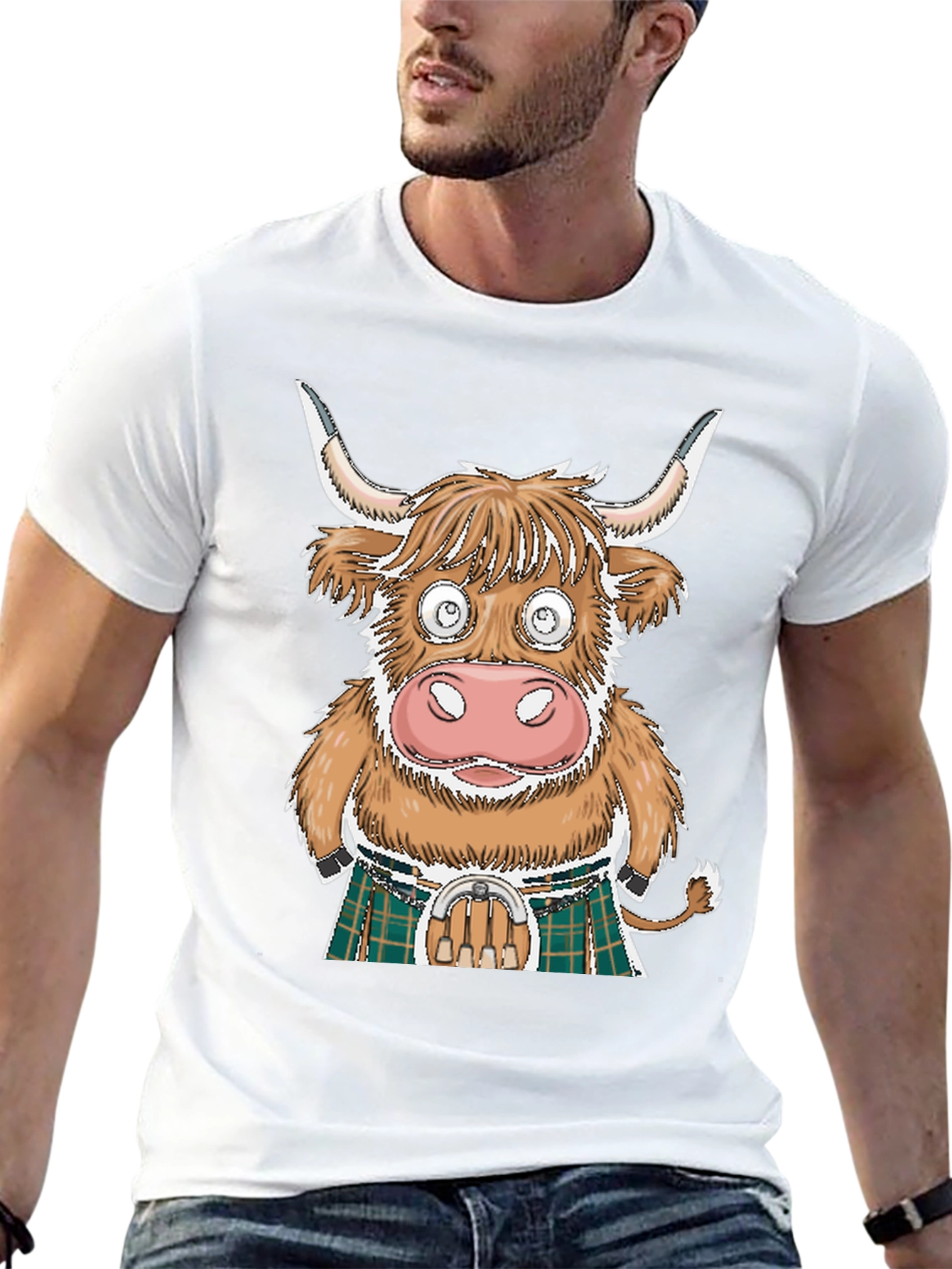Funny Highland Cow in Kilt T-Shirt