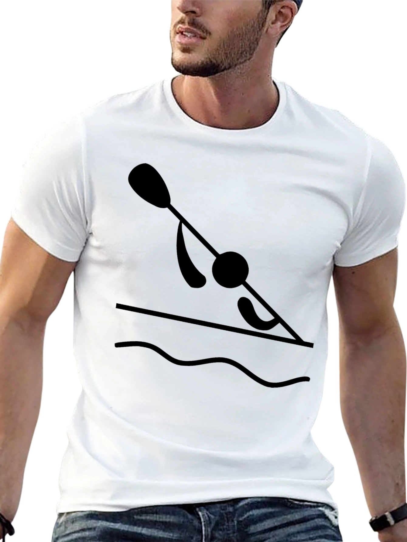 Kayak Paddler Graphic T-Shirt - Black