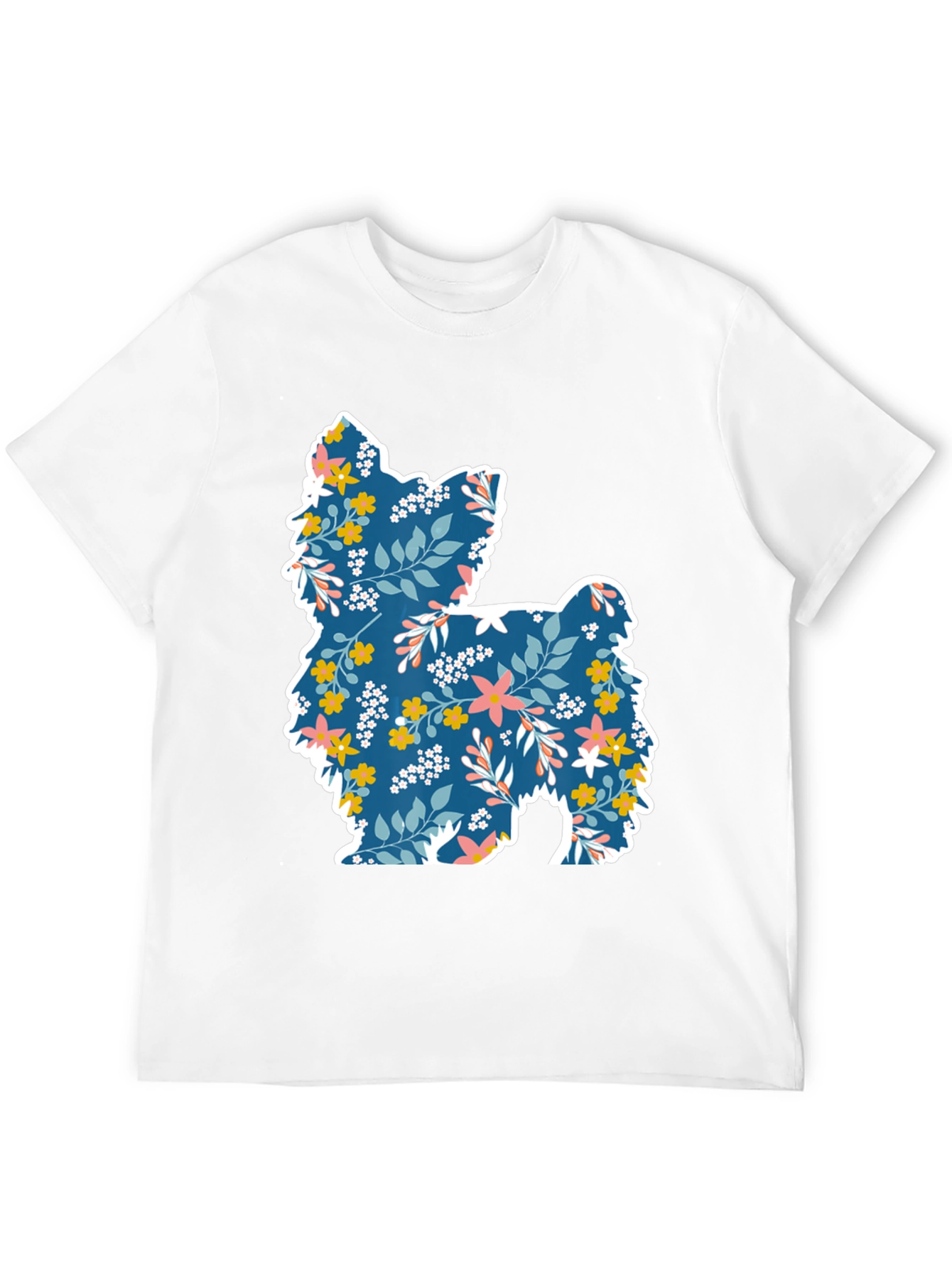 Floral Dog Silhouette Graphic Tee - Black