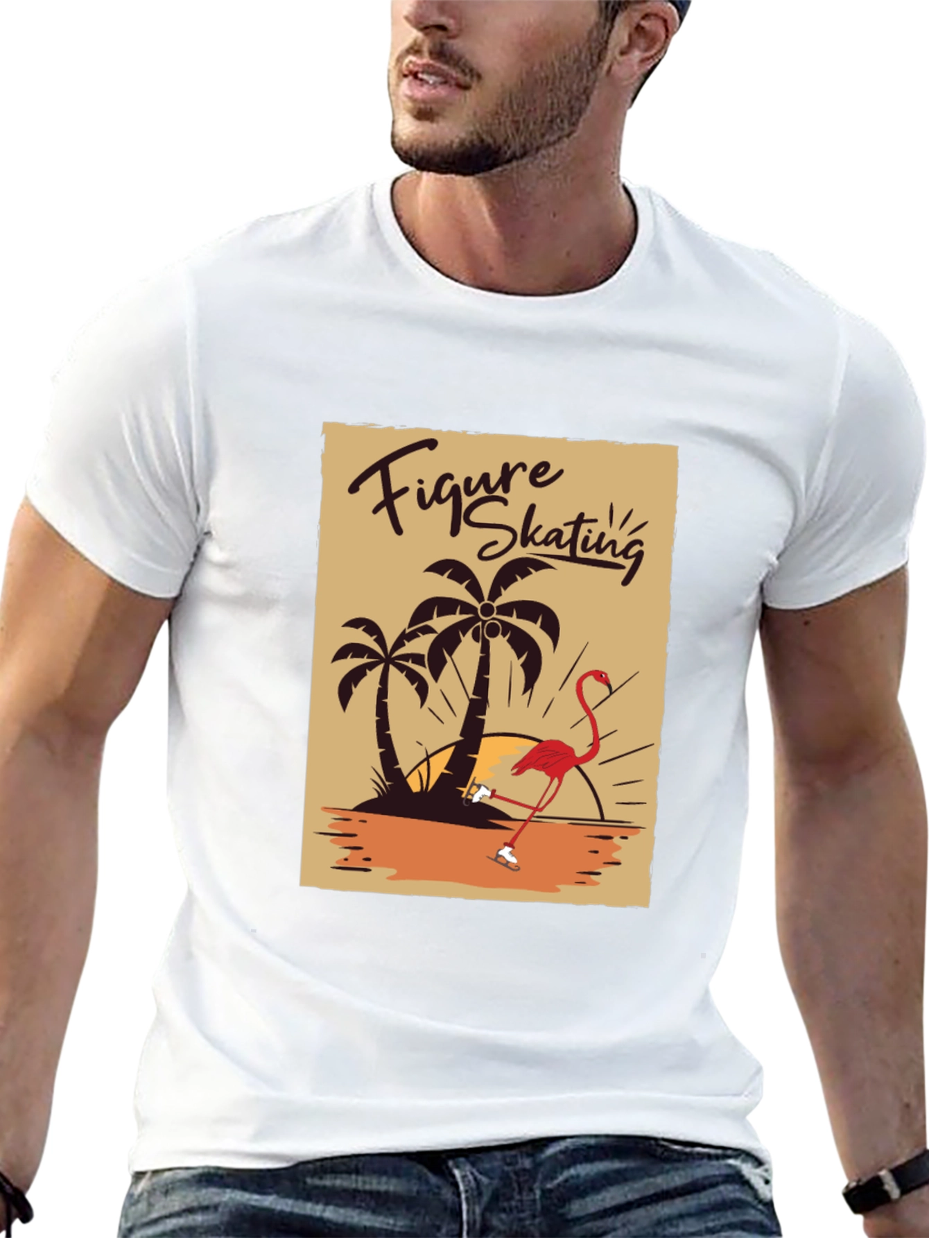 Figure Skating Flamingo Graphic Tee