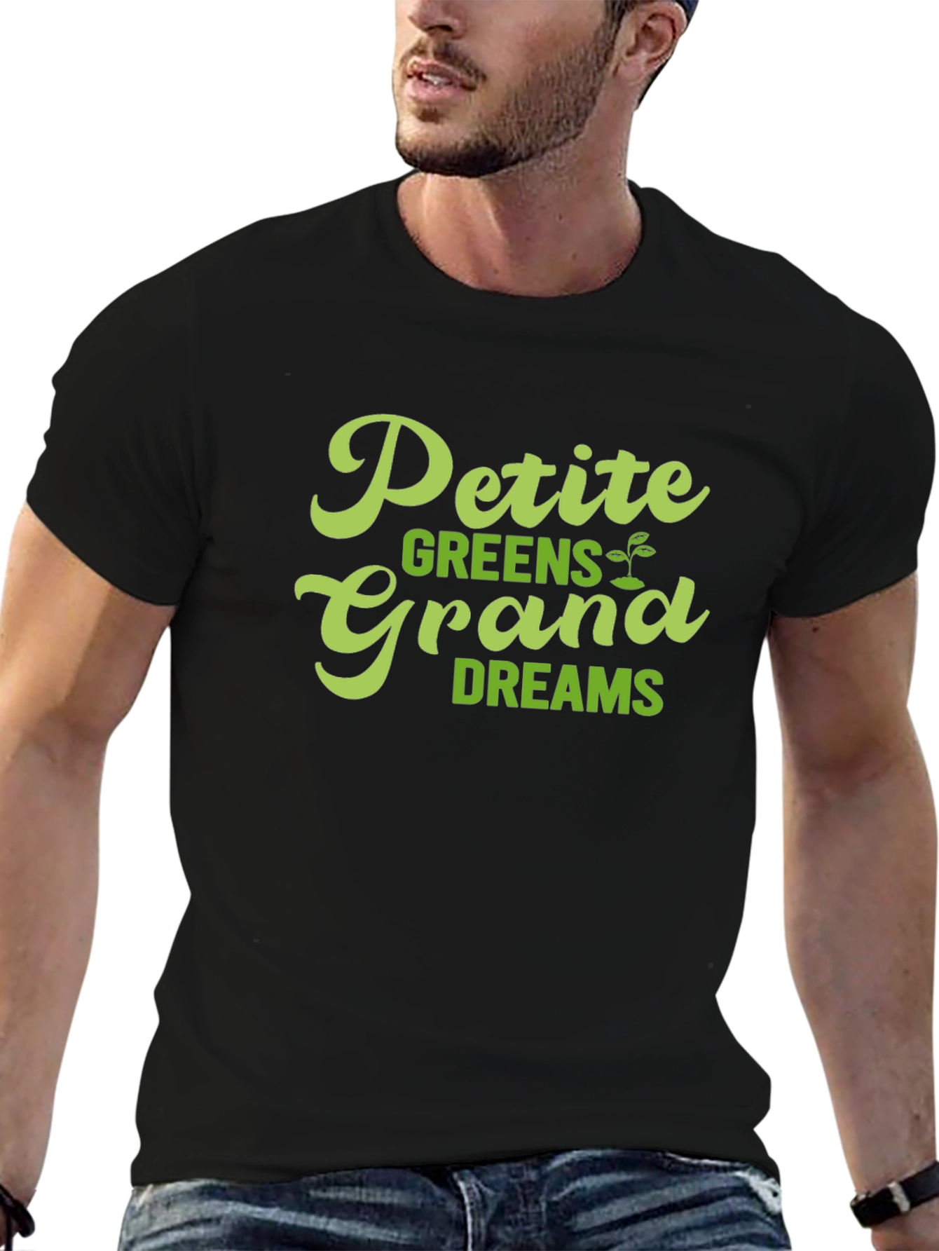 Petite Greens Grand Dreams Black T-Shirt