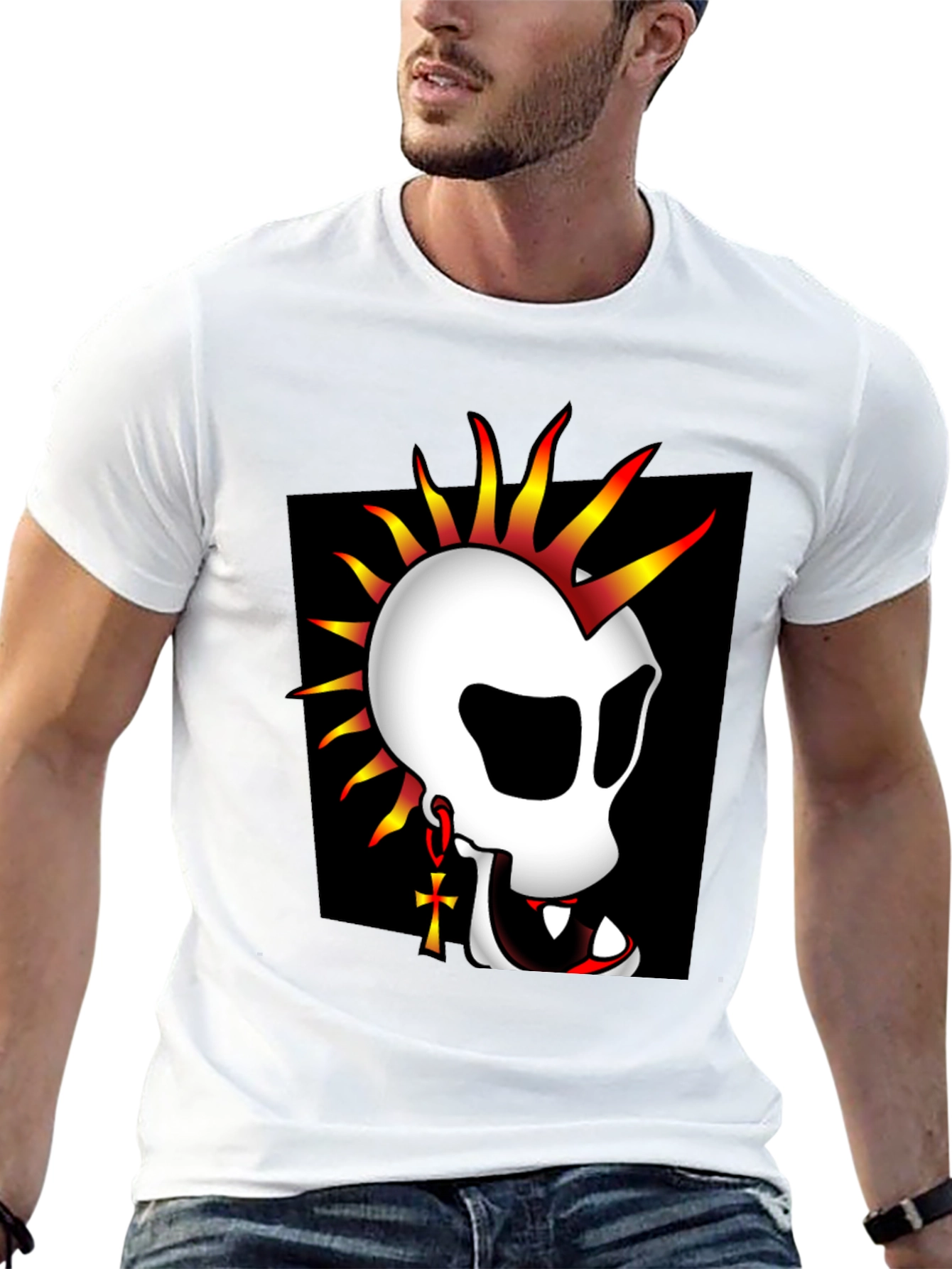 Punk Skull Graphic T-Shirt - Black