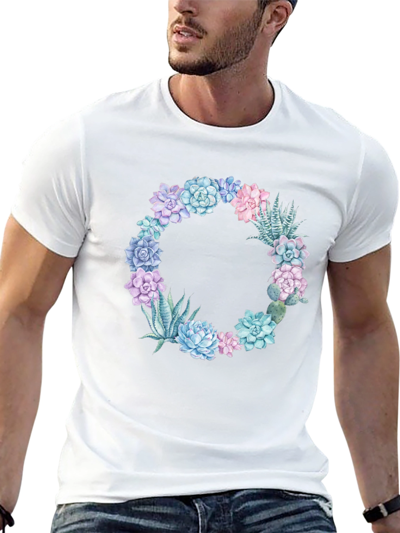 Floral Succulent Wreath Graphic Tee