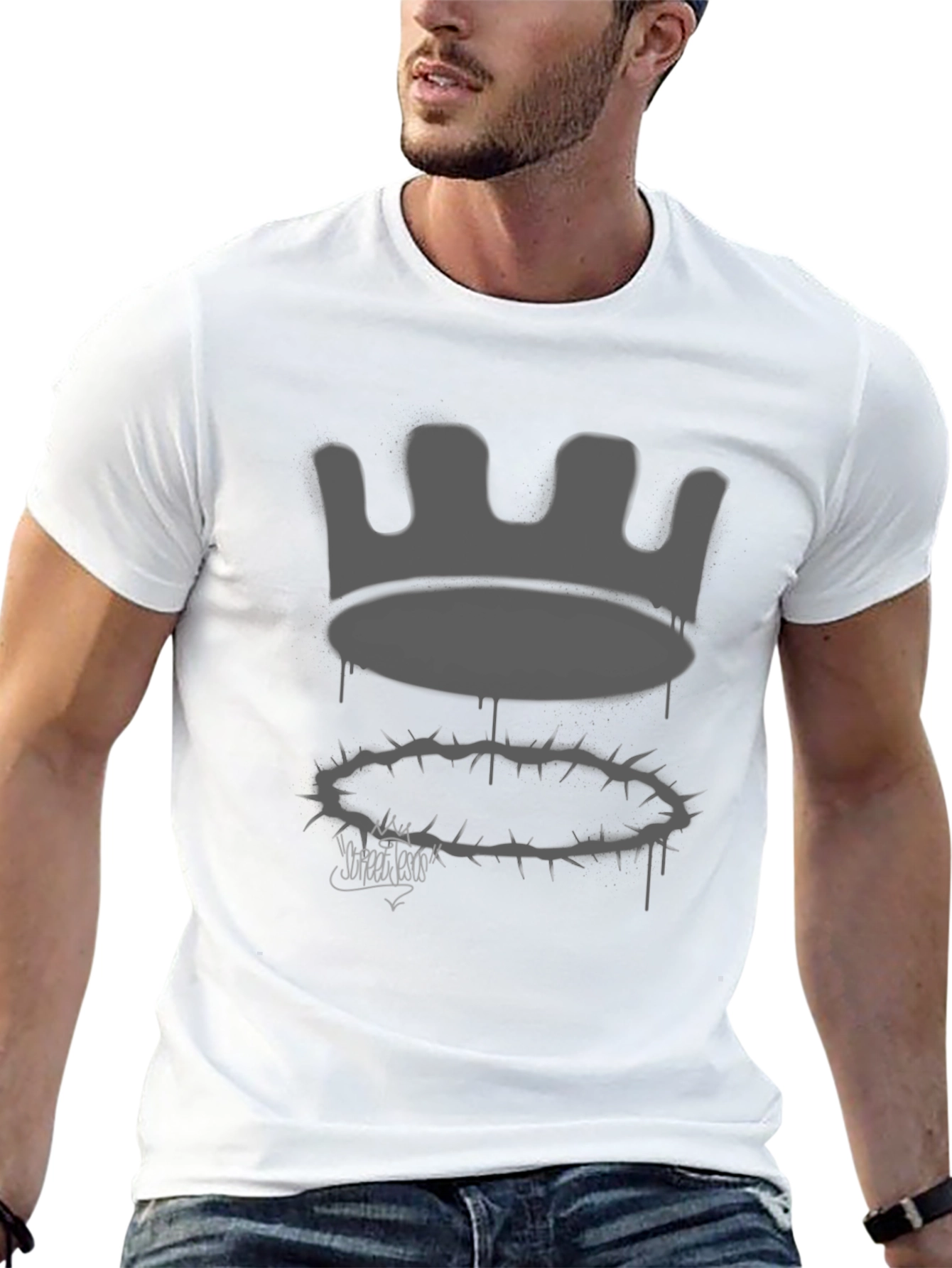 Crown and Thorns Graphic Print Black Tee