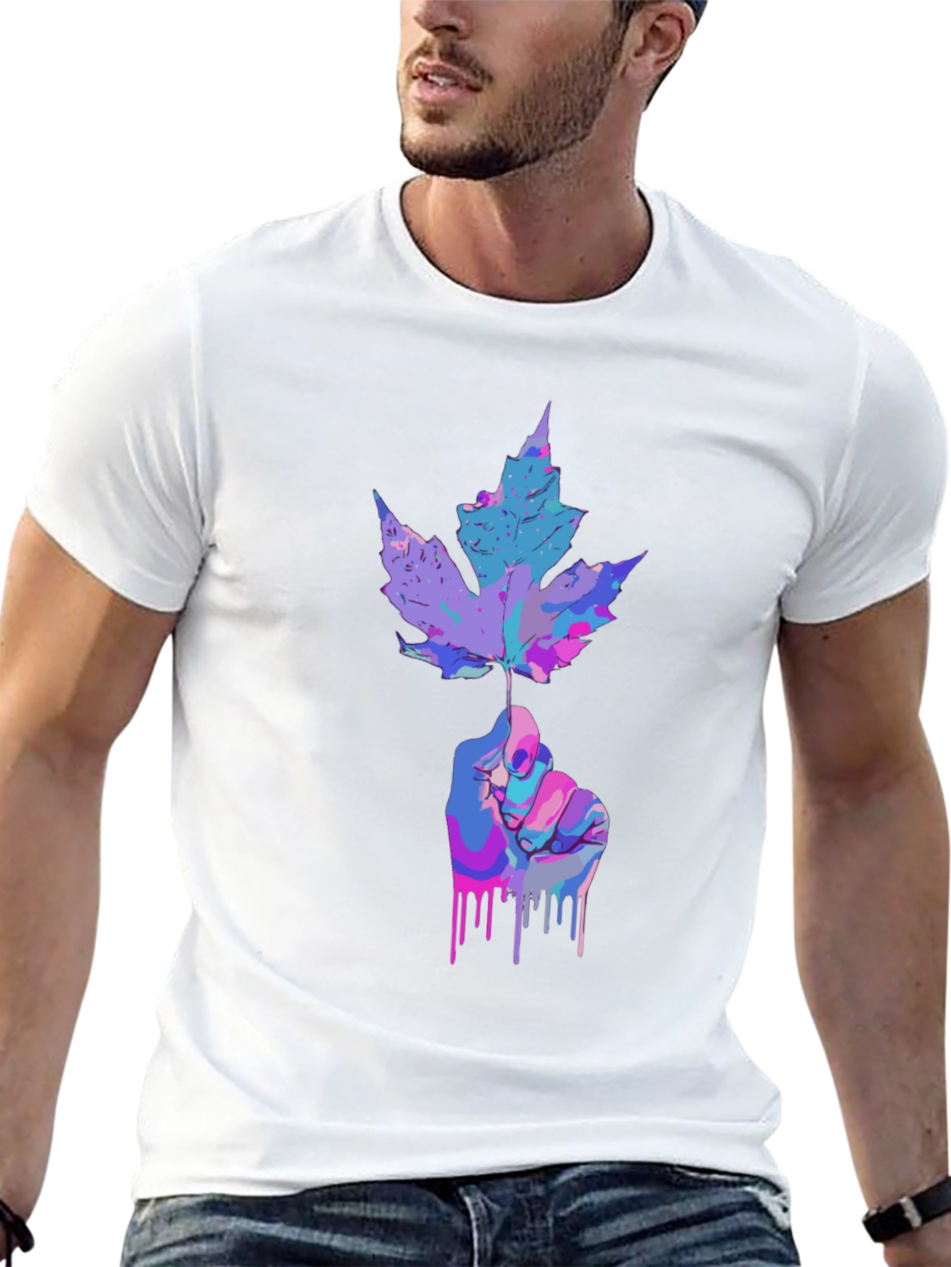 Artistic Maple Leaf Graphic T-Shirt