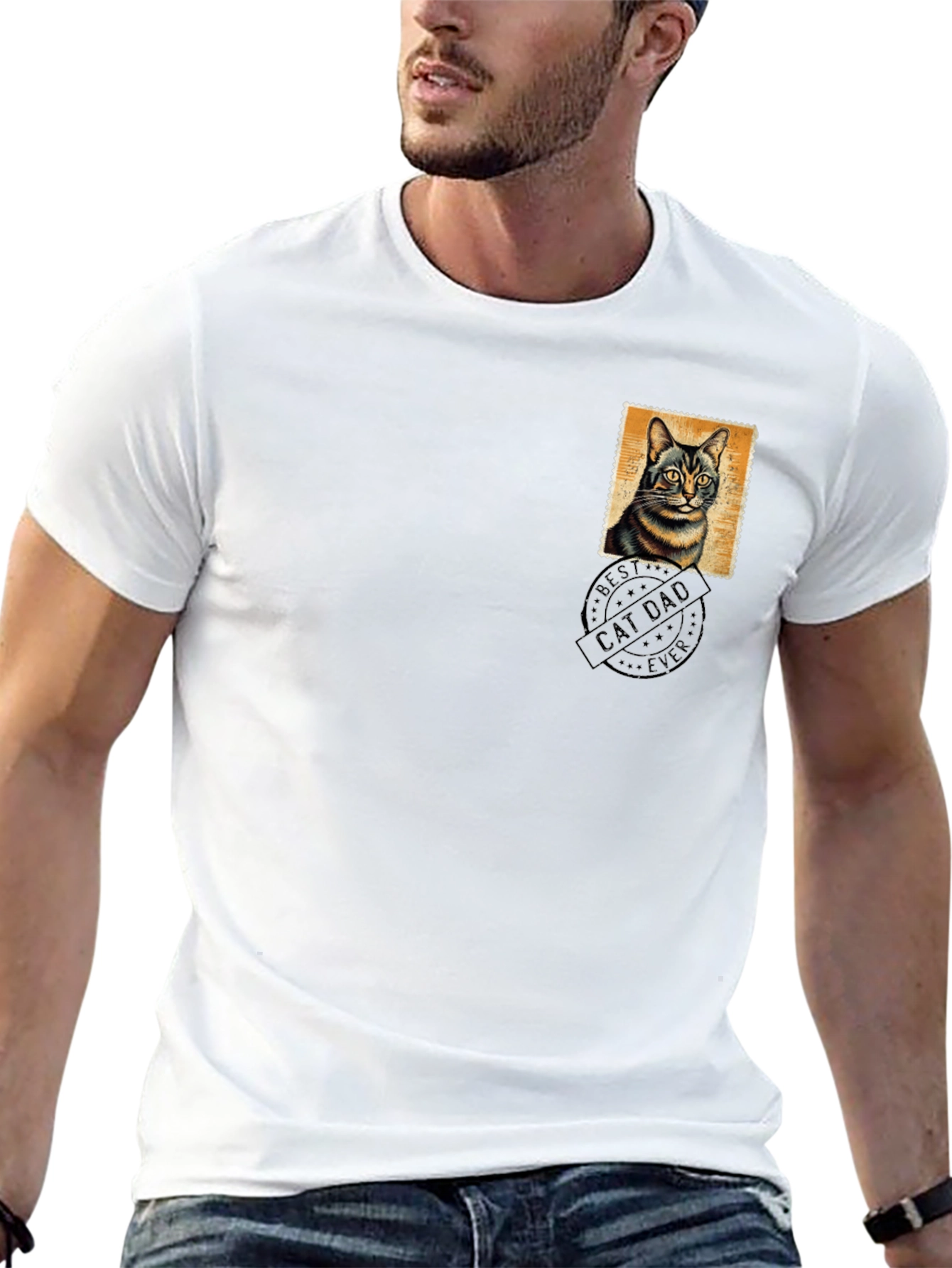 Cat Dad Stamp Graphic T-Shirt