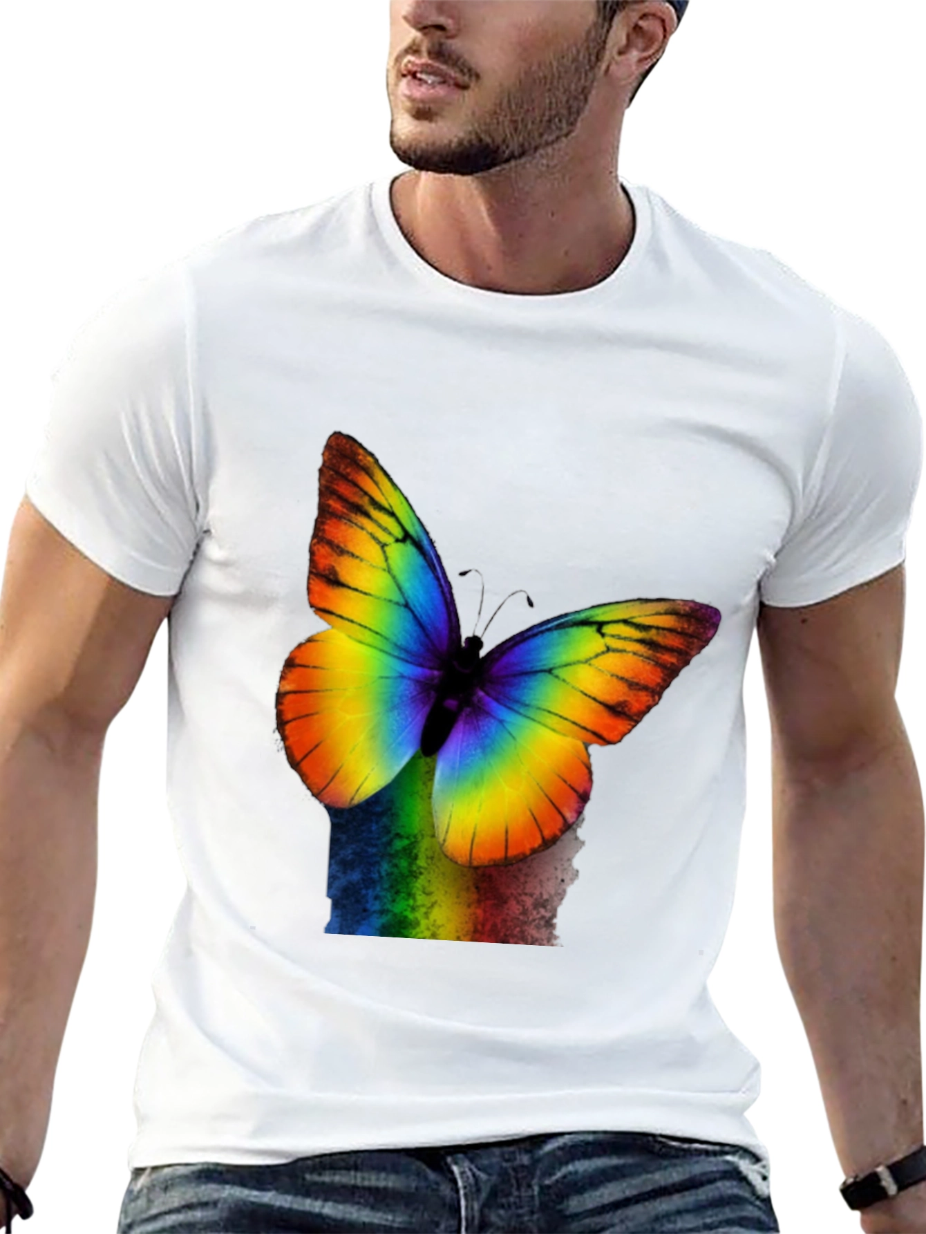 Rainbow Butterfly Graphic T-Shirt