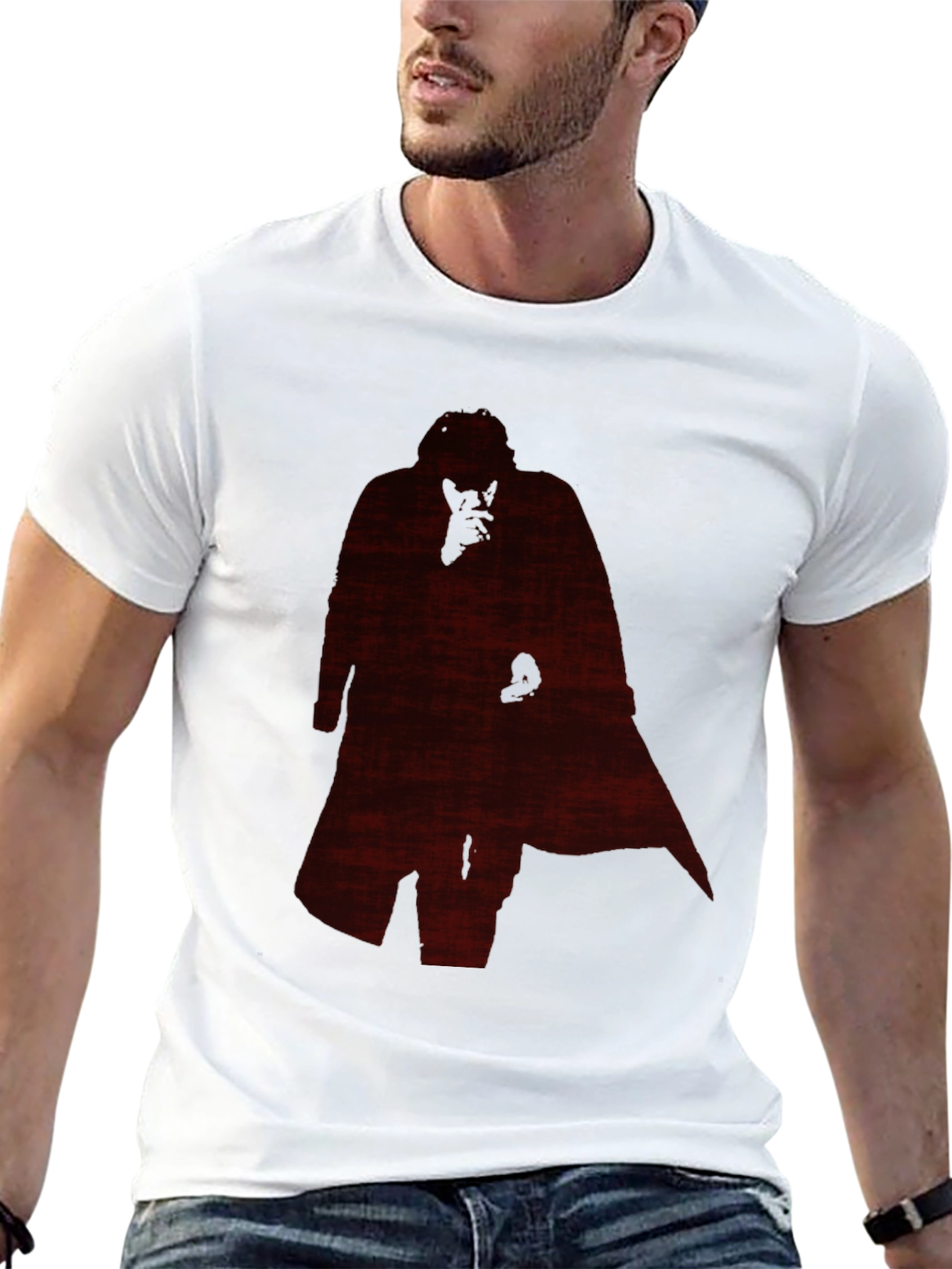 Mens Black T-Shirt with Silhouette Graphic
