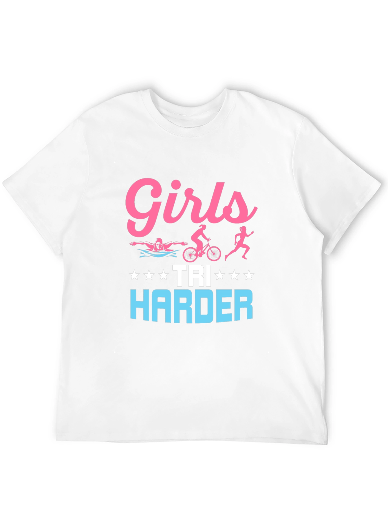 Girls Tri Harder Triathlon T-Shirt - Black