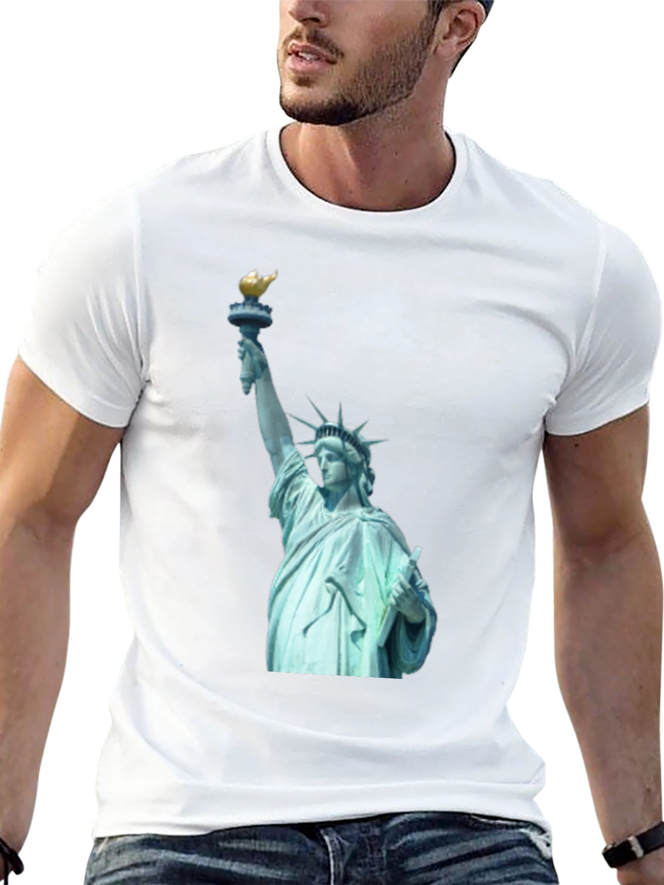 Statue of Liberty Graphic Tee - Black Cotton T-Shirt