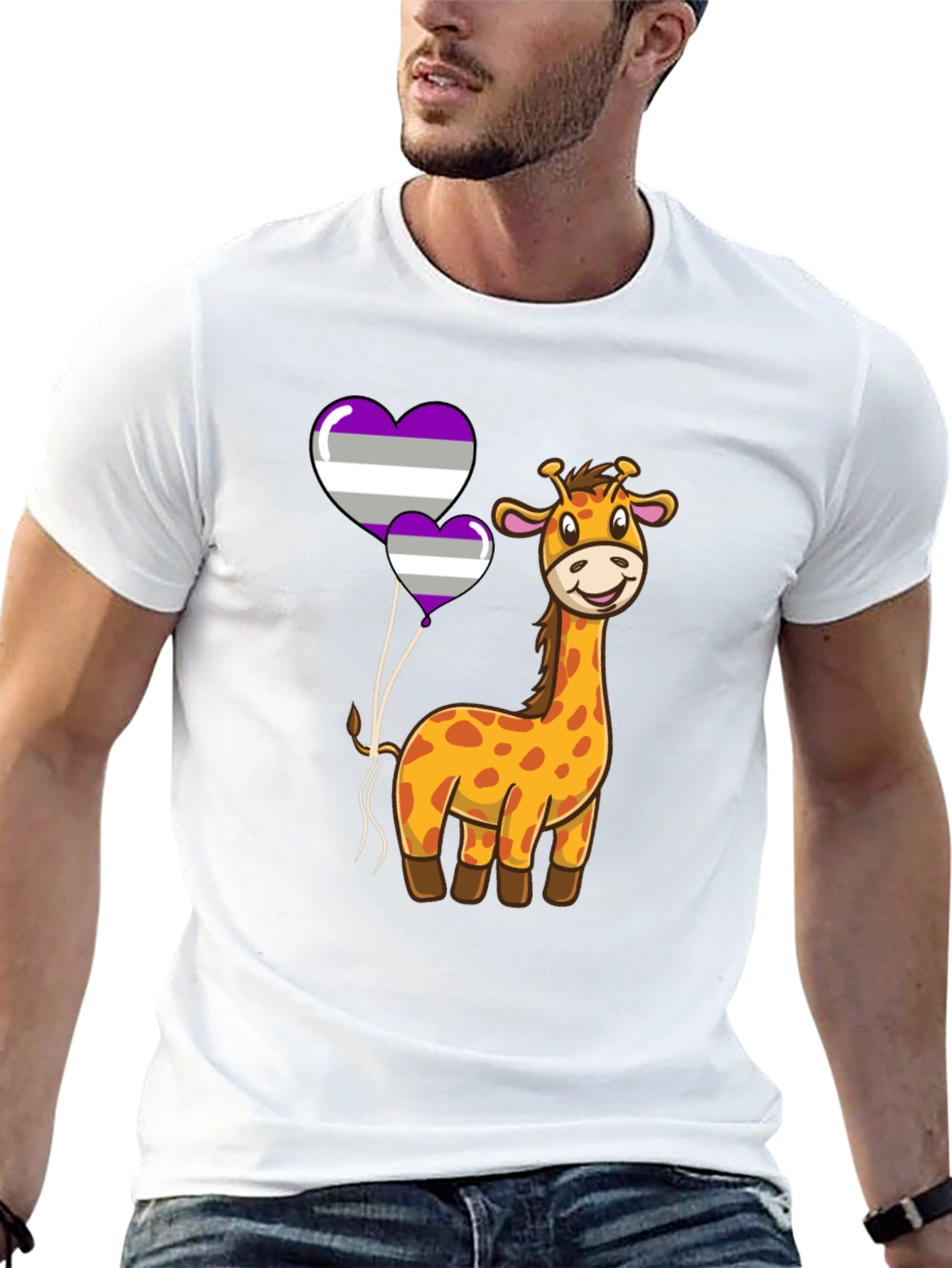 Giraffe & Asexual Pride Balloons T-Shirt