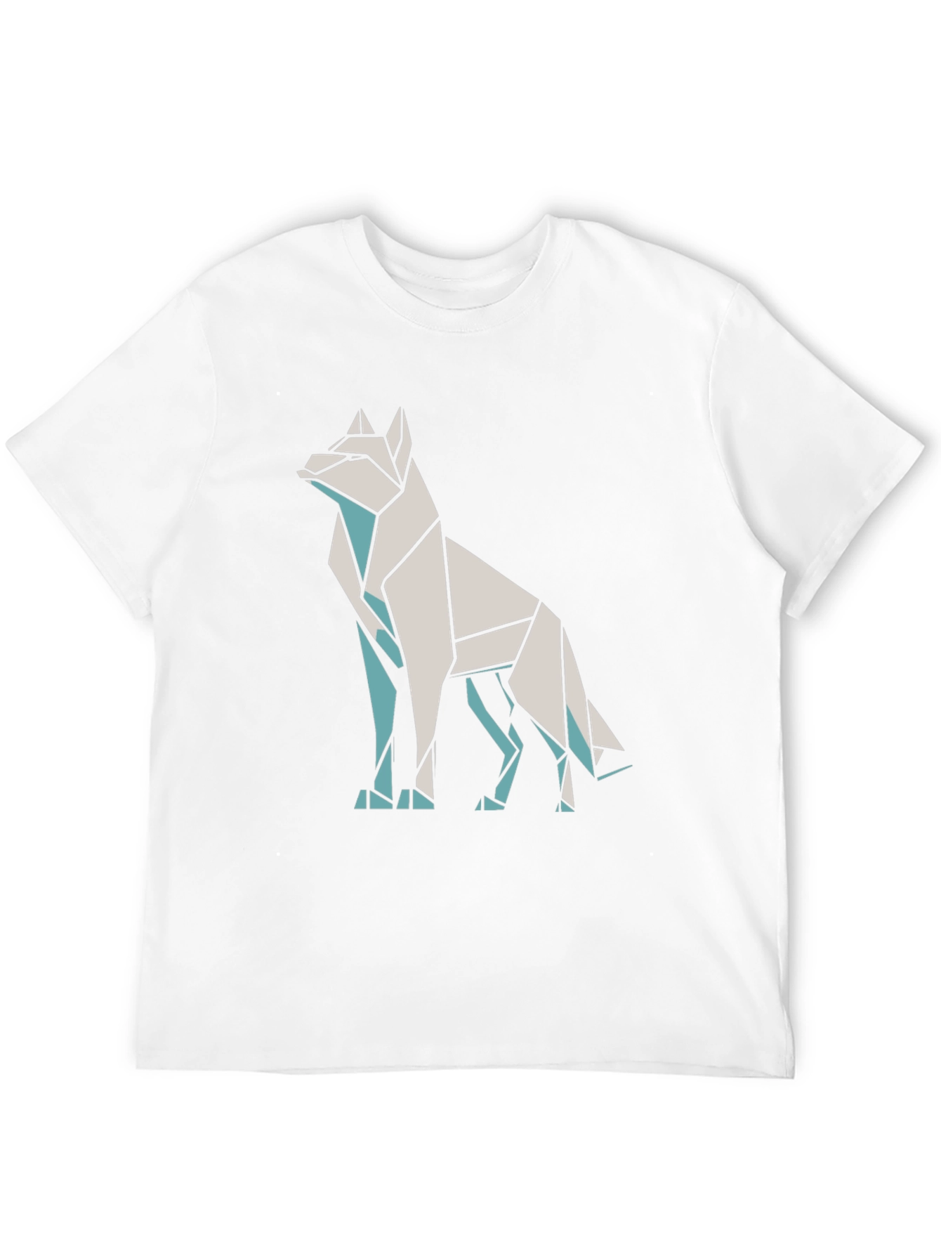 Geometric Wolf Graphic Tee - Black Cotton Blend