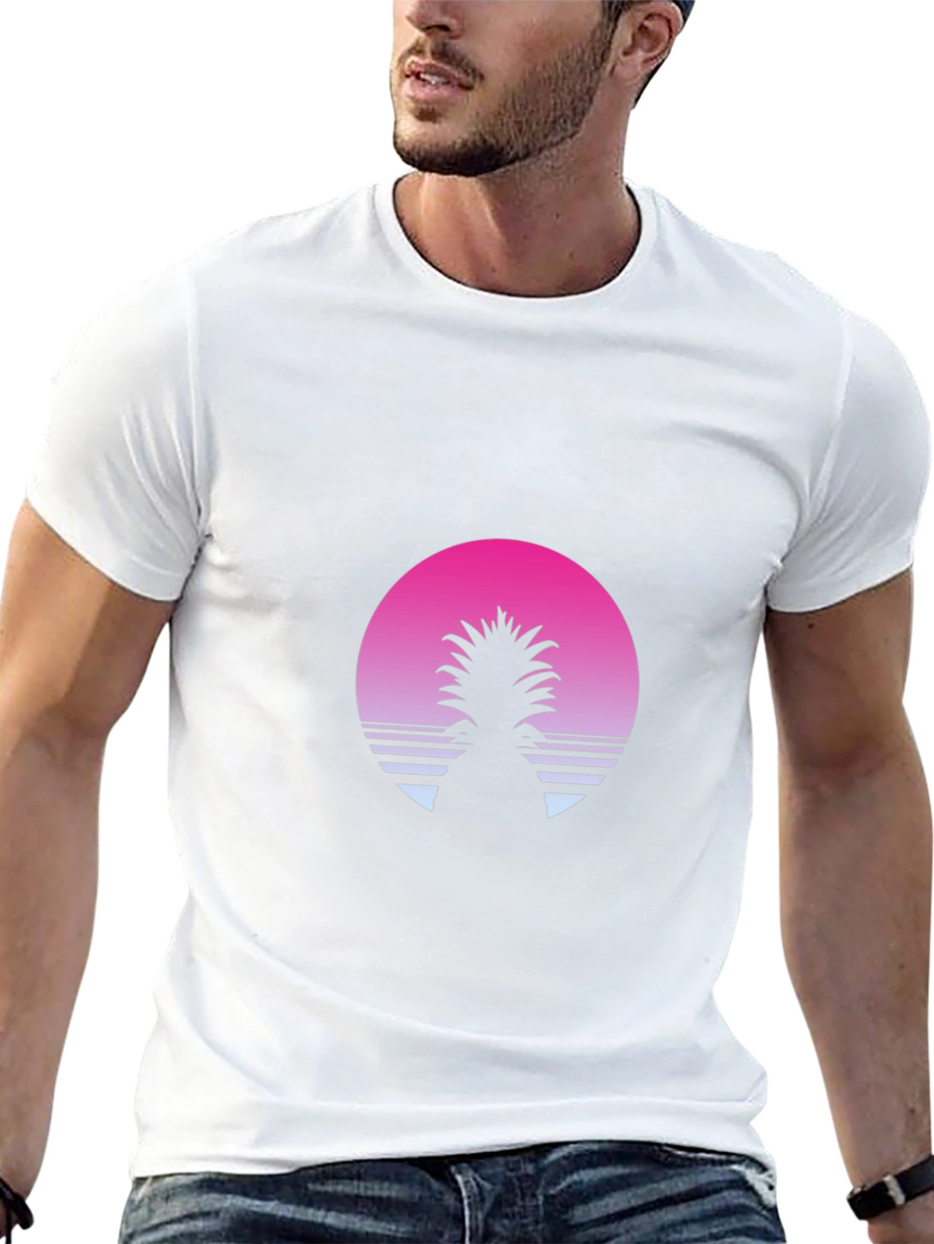 Retro Pineapple Sunset T-Shirt - Black