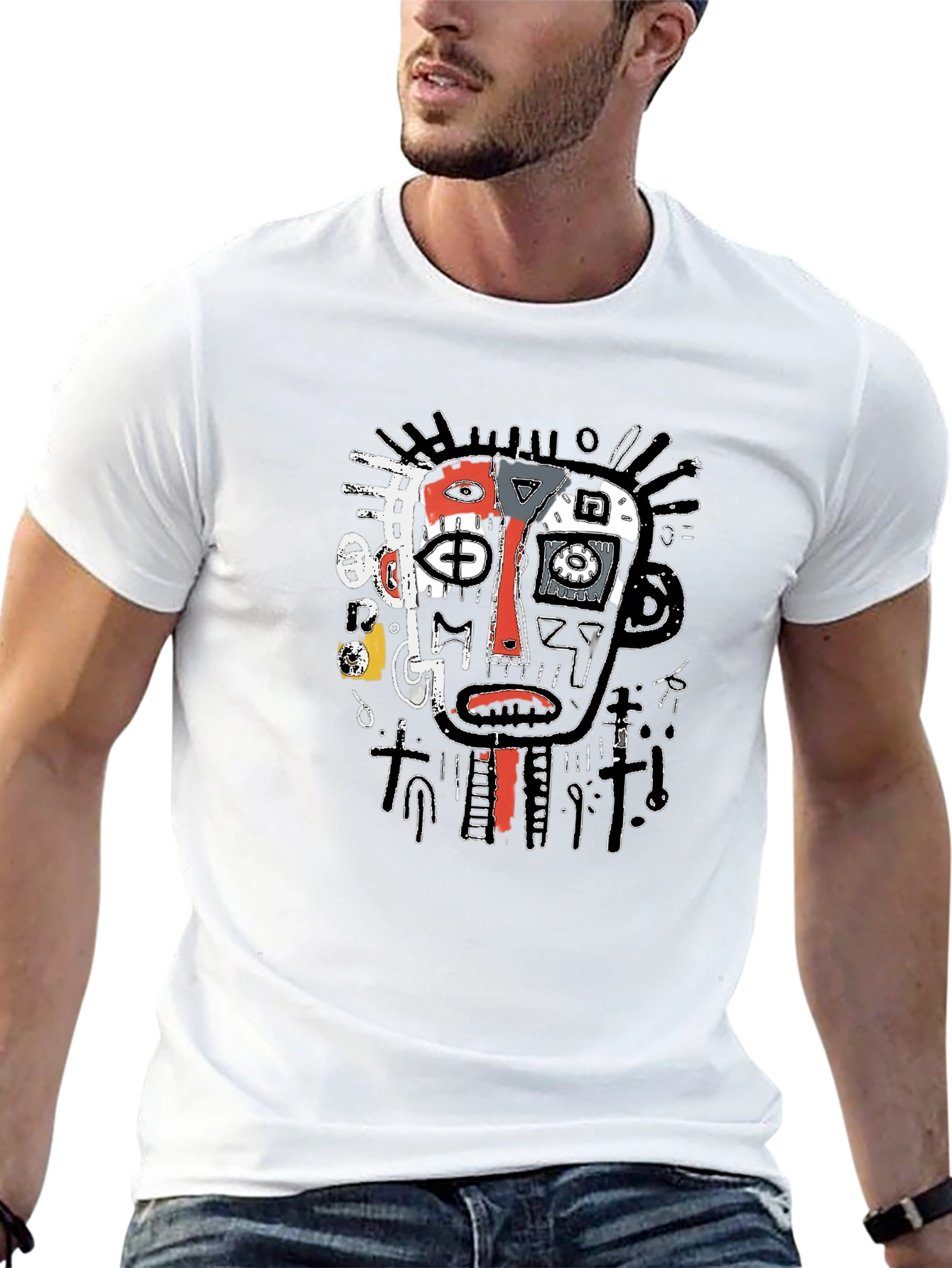 Abstract Face Graphic Print T-Shirt