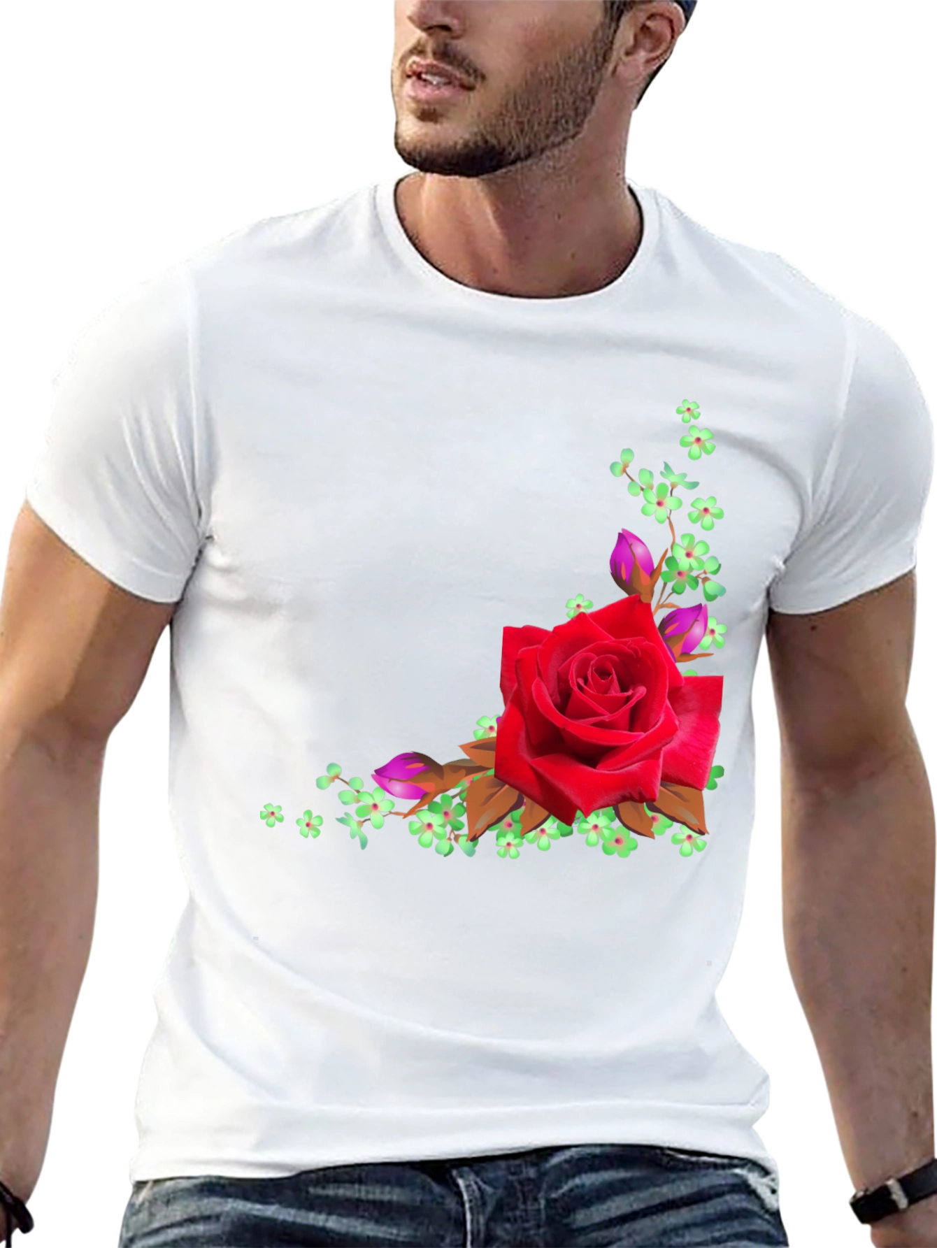 Floral Rose Graphic Black T-Shirt