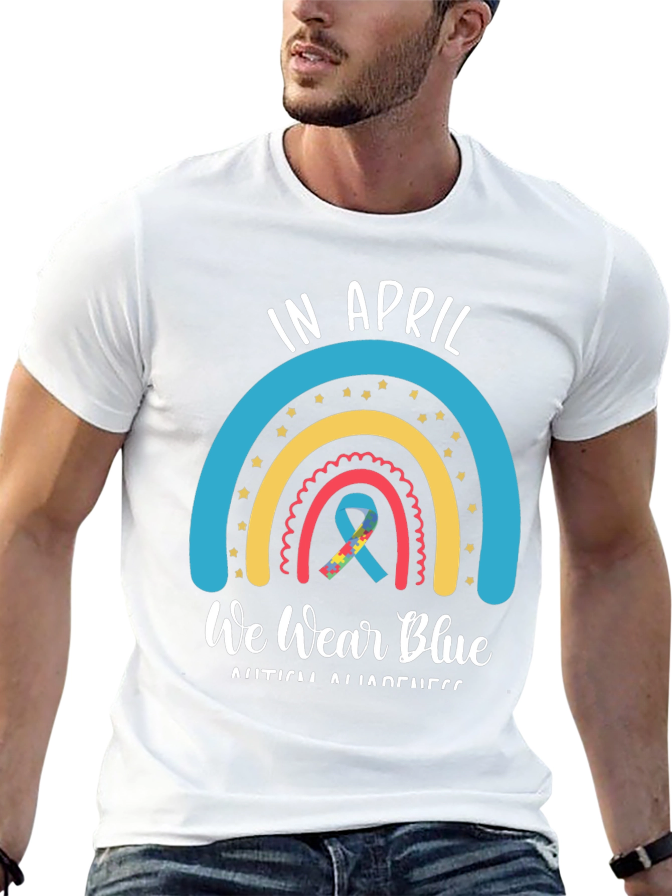 In April We Wear Blue Autism Awareness T-Shirt