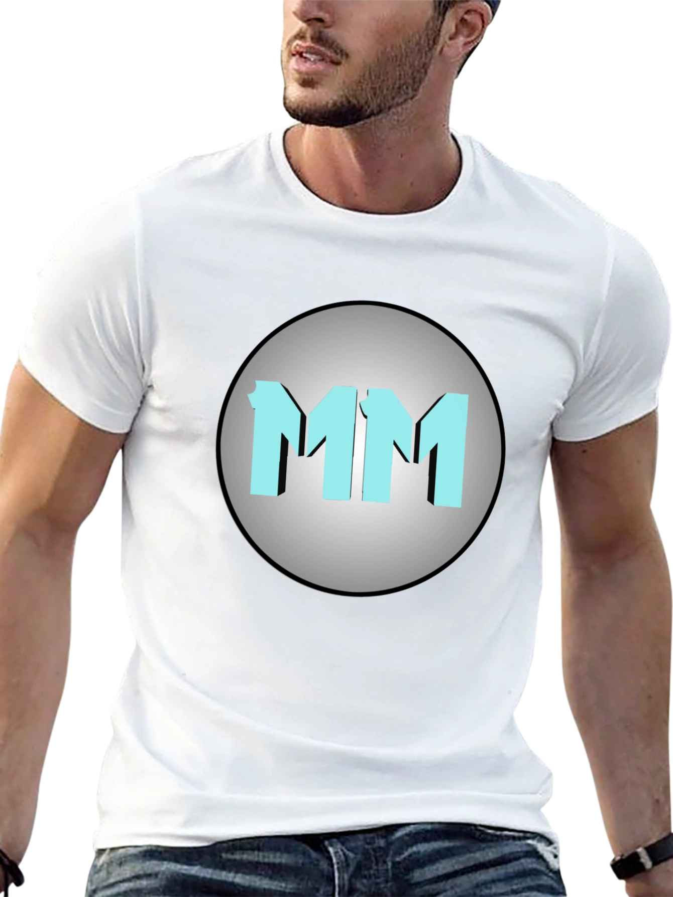 Mens Black MM Graphic Print Crew Neck T-Shirt