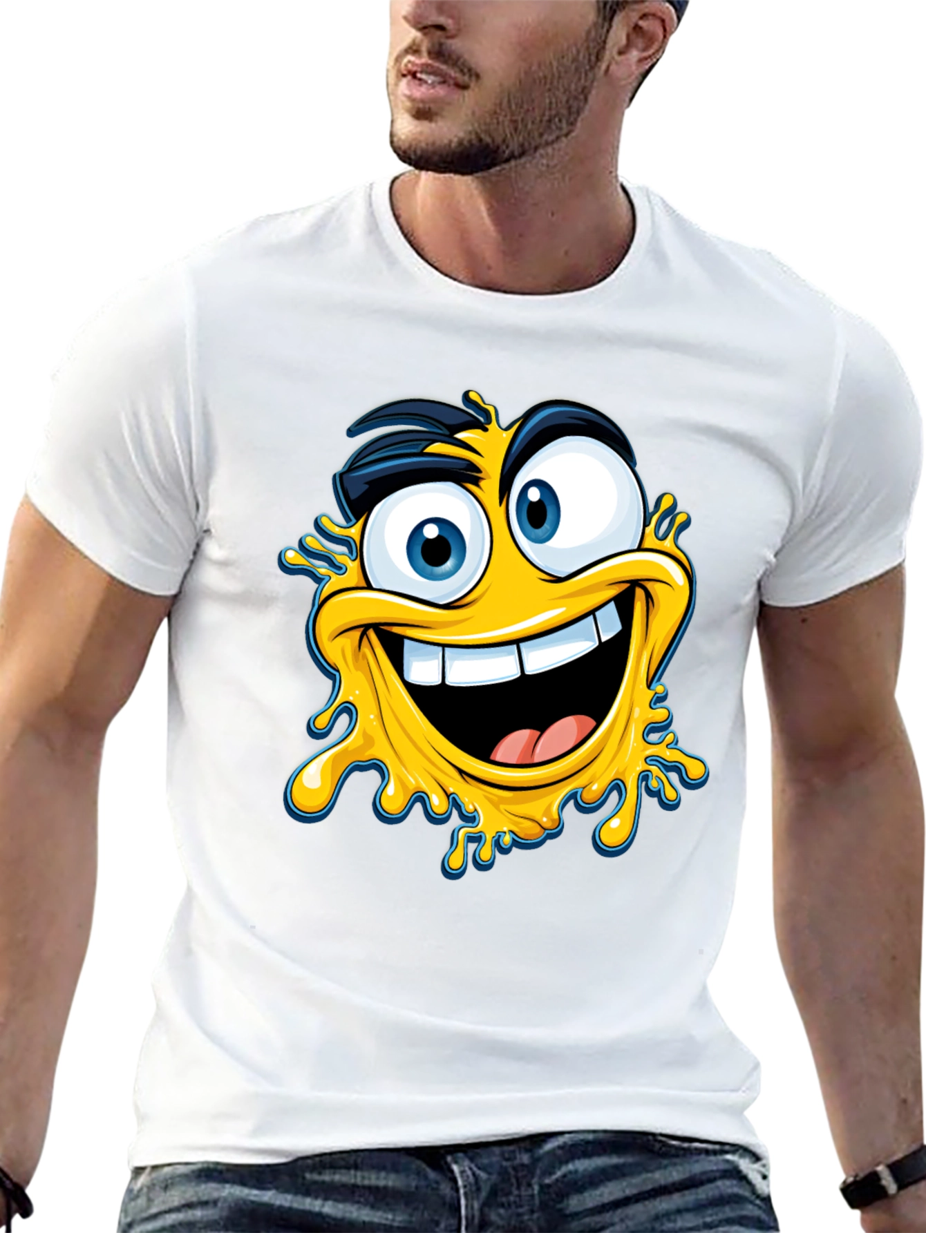 Crazy Emoji Graphic Tee - Black Cotton T-Shirt