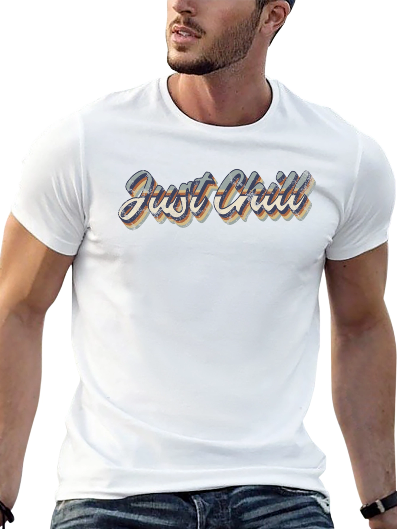 Just Chill Retro Graphic Tee - Classic Black T-Shirt