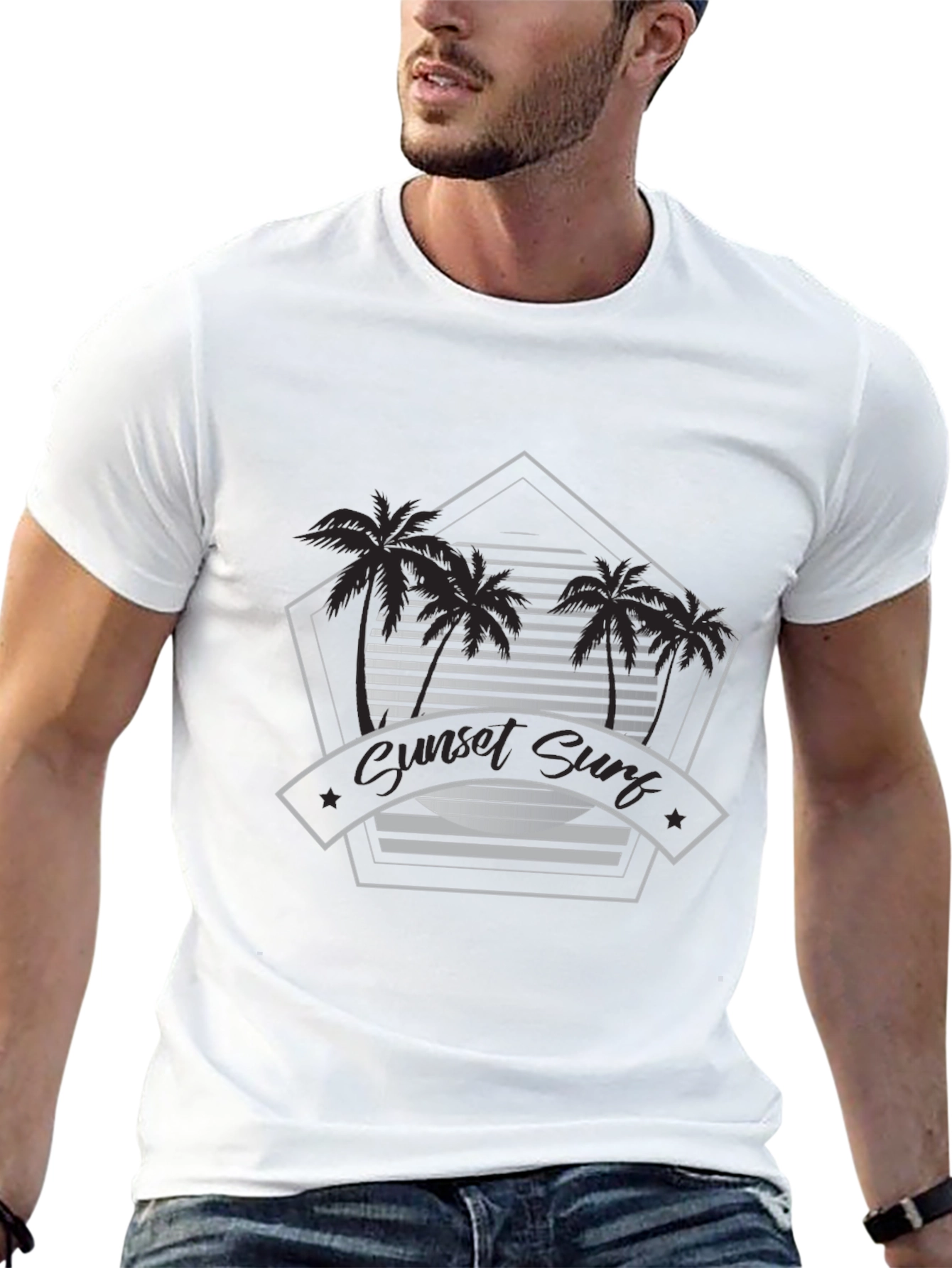 Sunset Surf Graphic Tee - Black