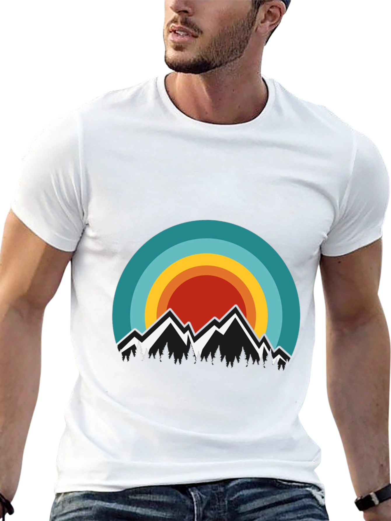 Mountain Sunset Graphic Tee - Stylish Black T-Shirt