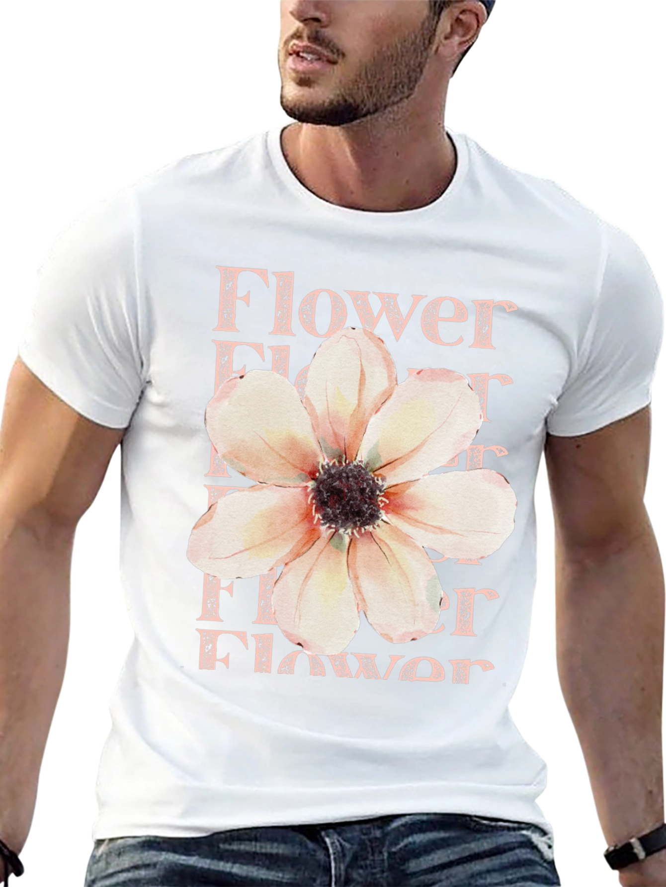 Floral Print T-Shirt - Black Cotton Tee
