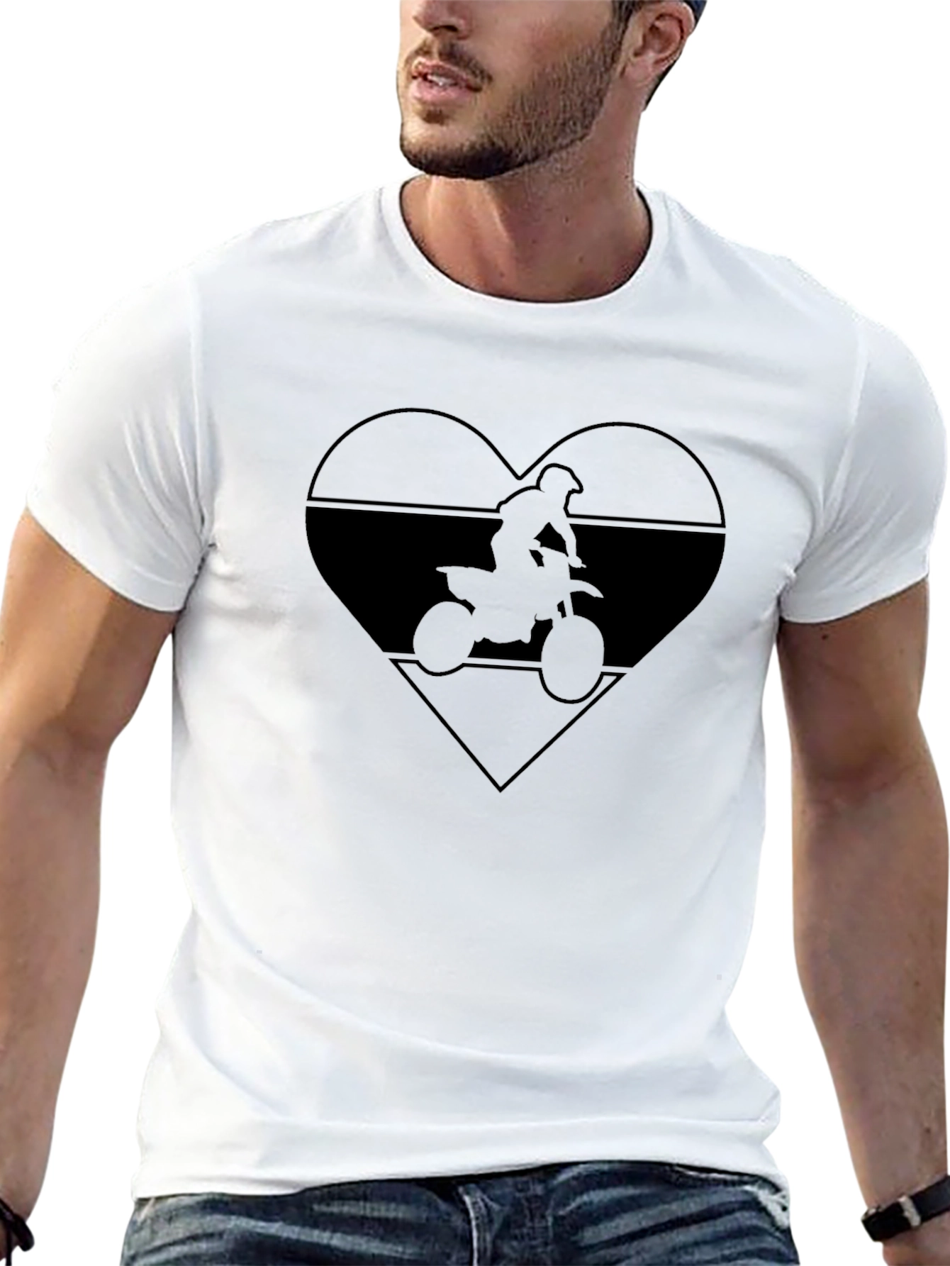 Motorcycle Heart Graphic Tee - Black