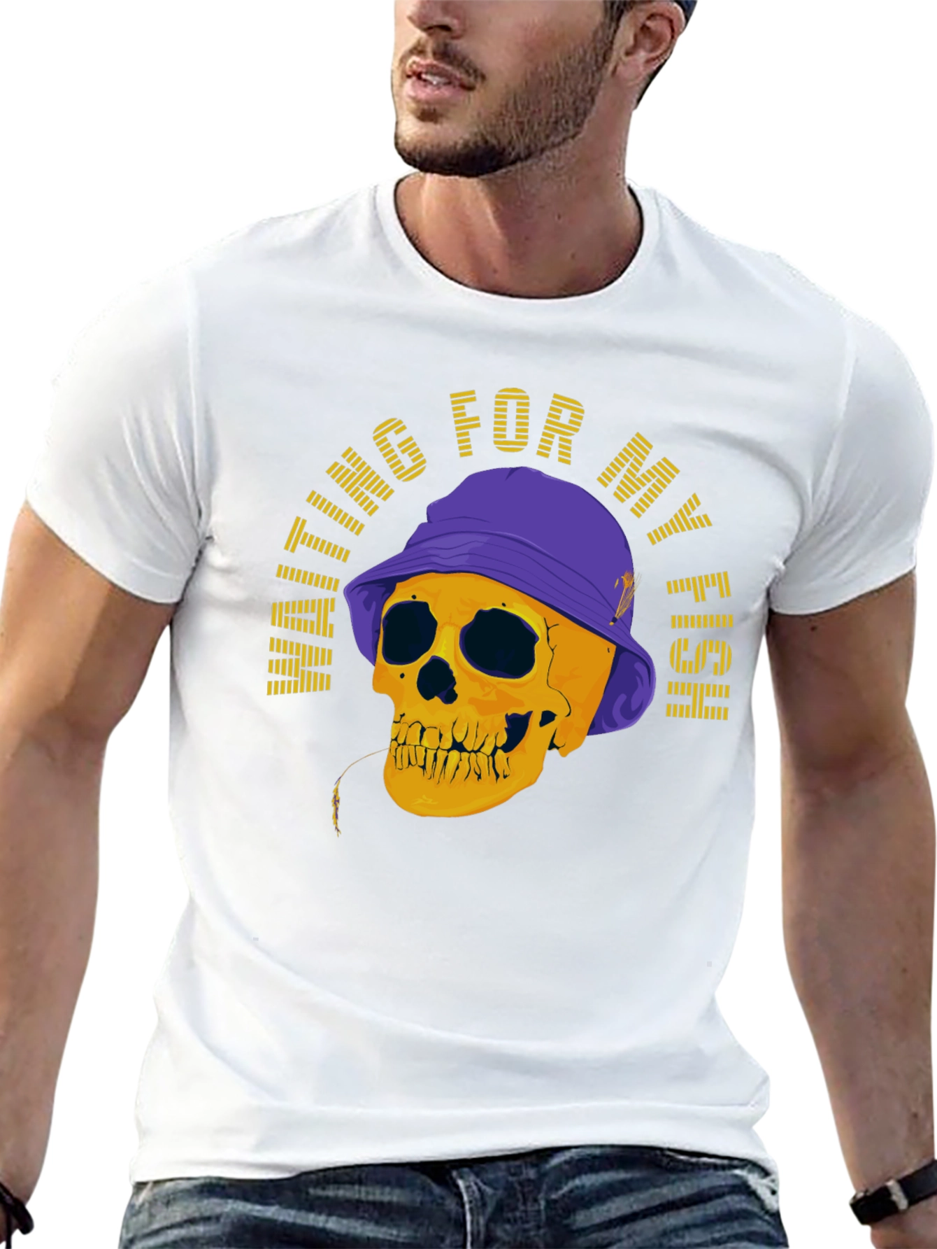 Waiting For My Fish Skull Graphic T-Shirt