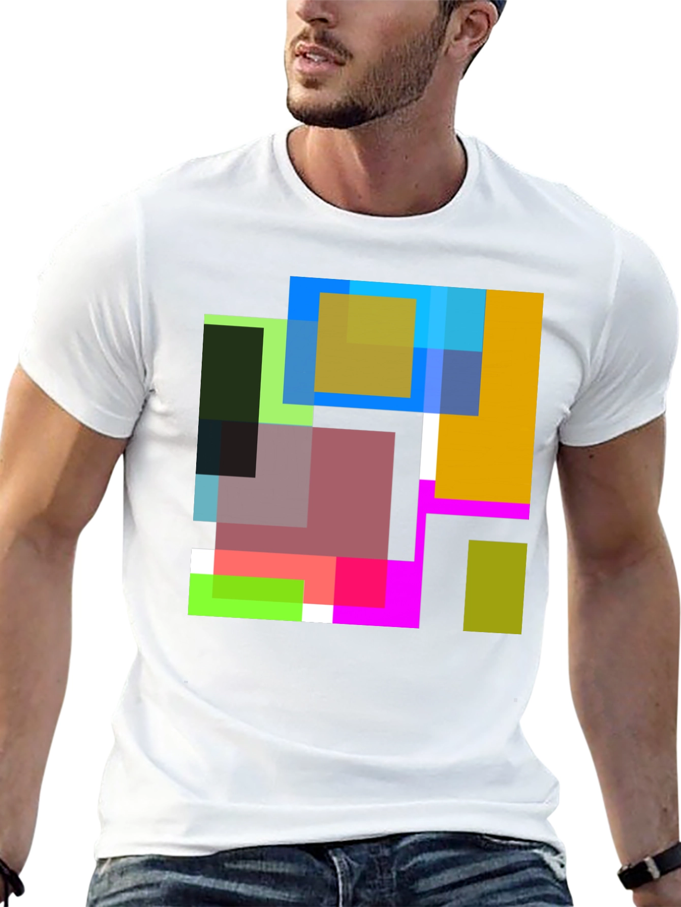 Abstract Squares Graphic Black T-Shirt
