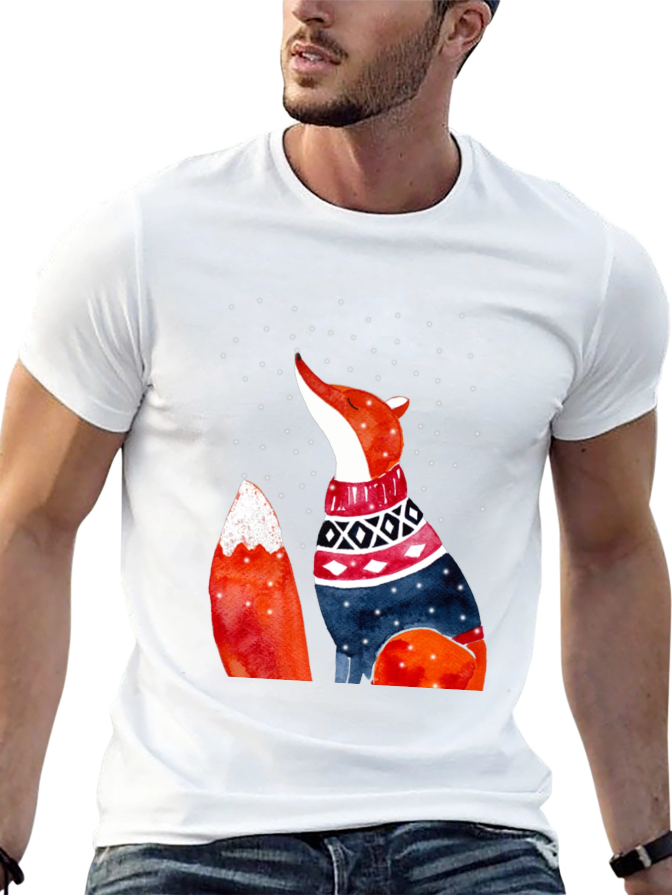 Fox in Sweater Graphic T-Shirt