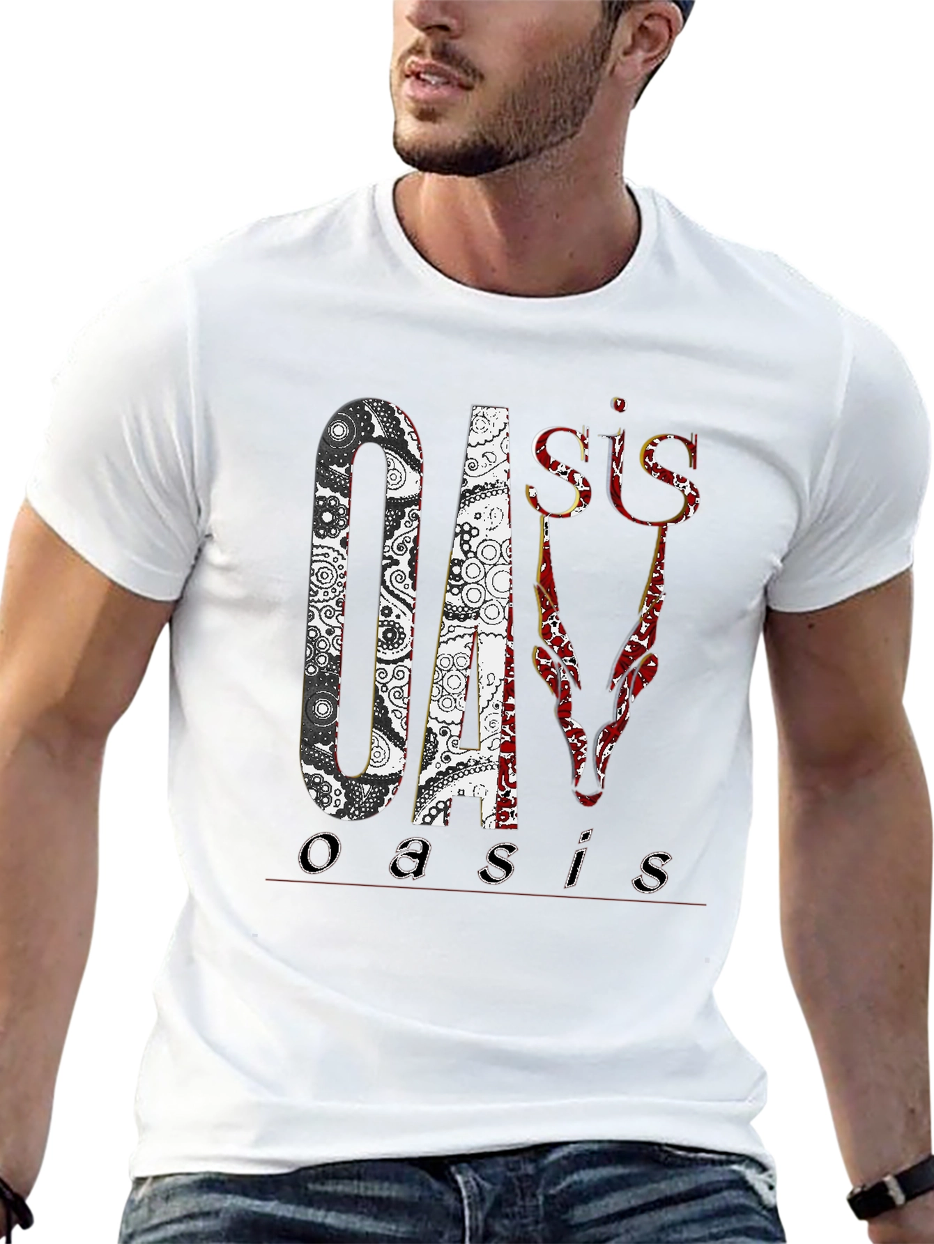 Oasis Band Graphic Print Black T-Shirt