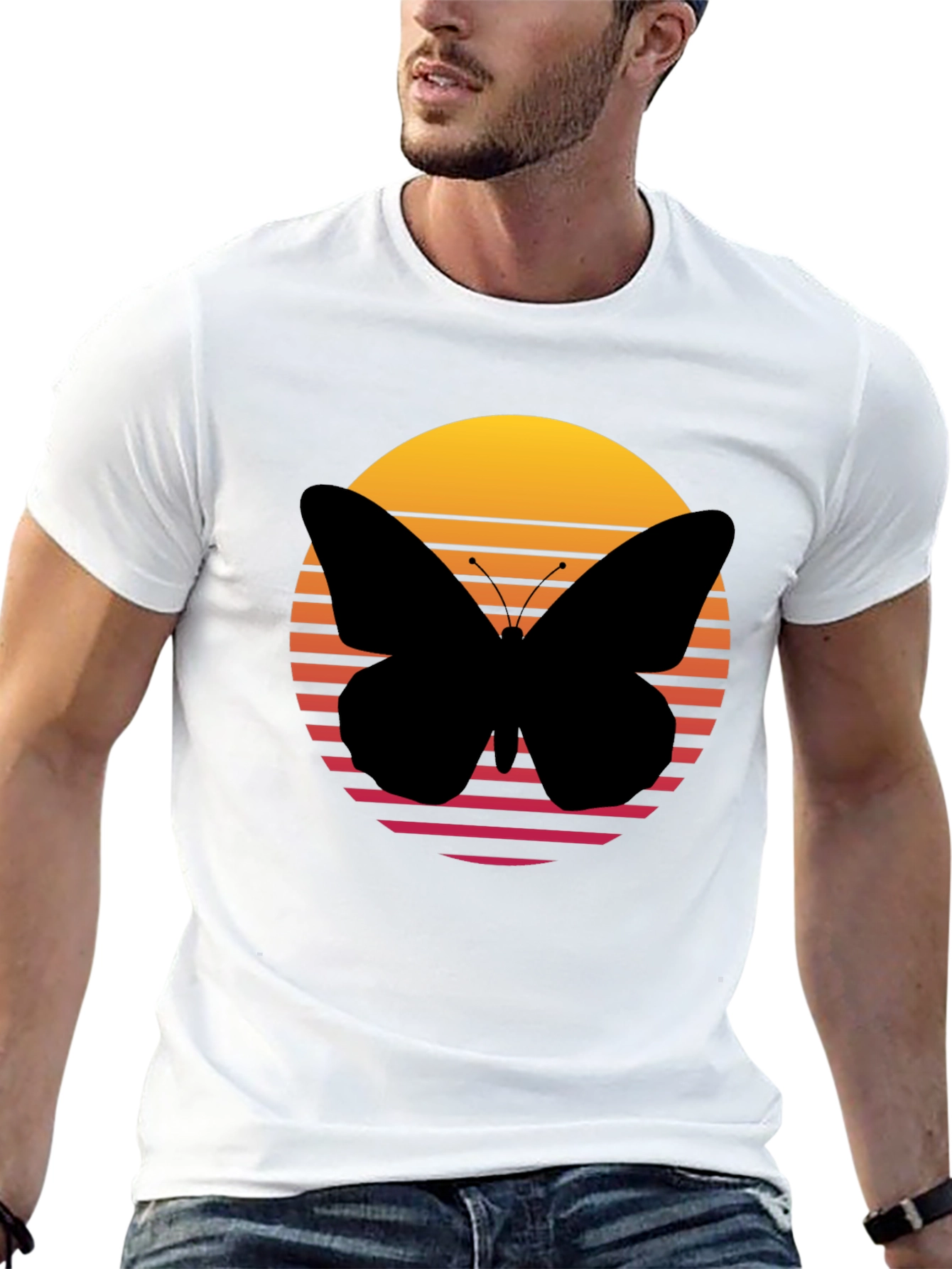 Butterfly Sunset Graphic T-Shirt