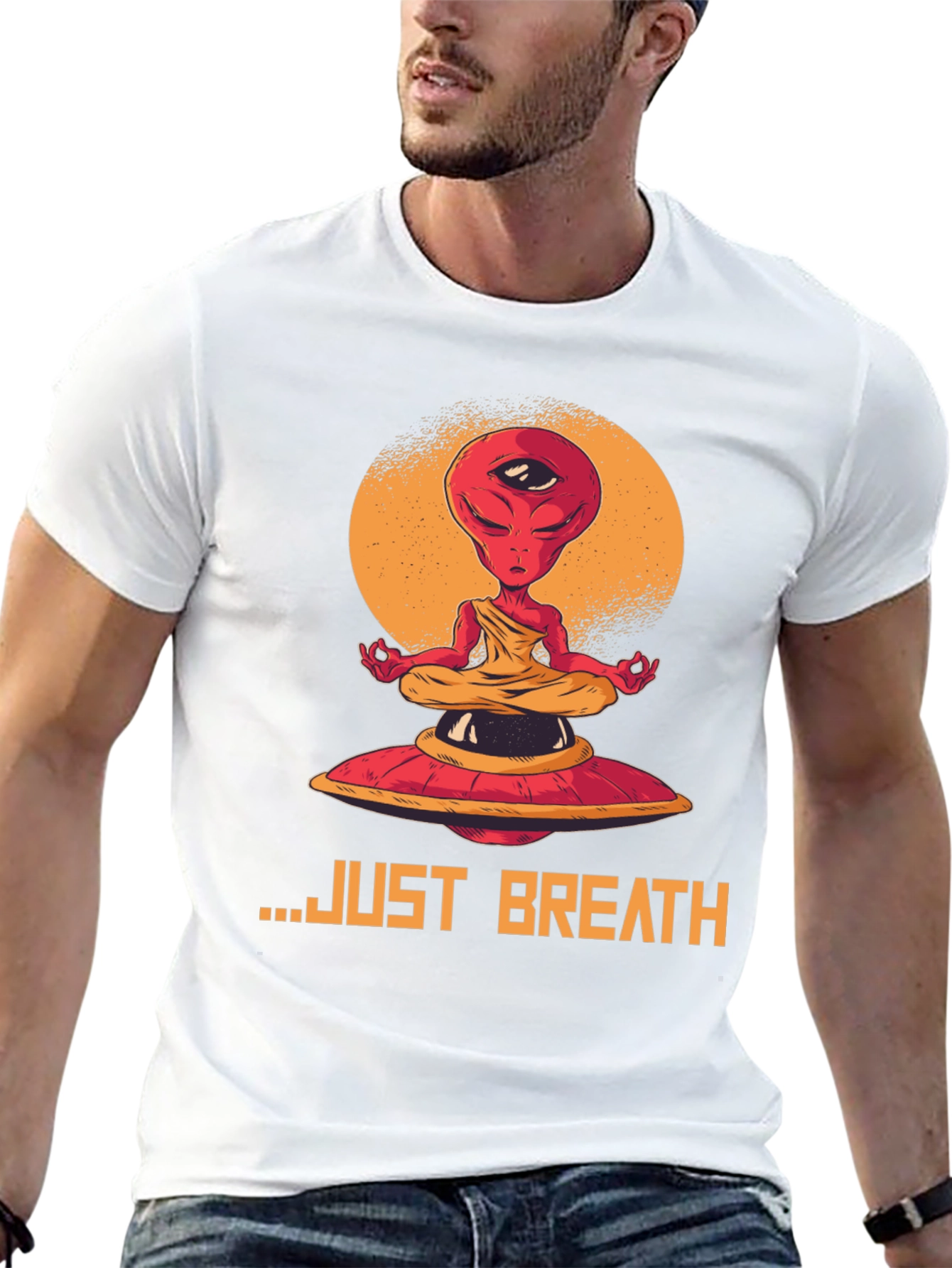 Meditating Alien Graphic Tee - Just Breathe