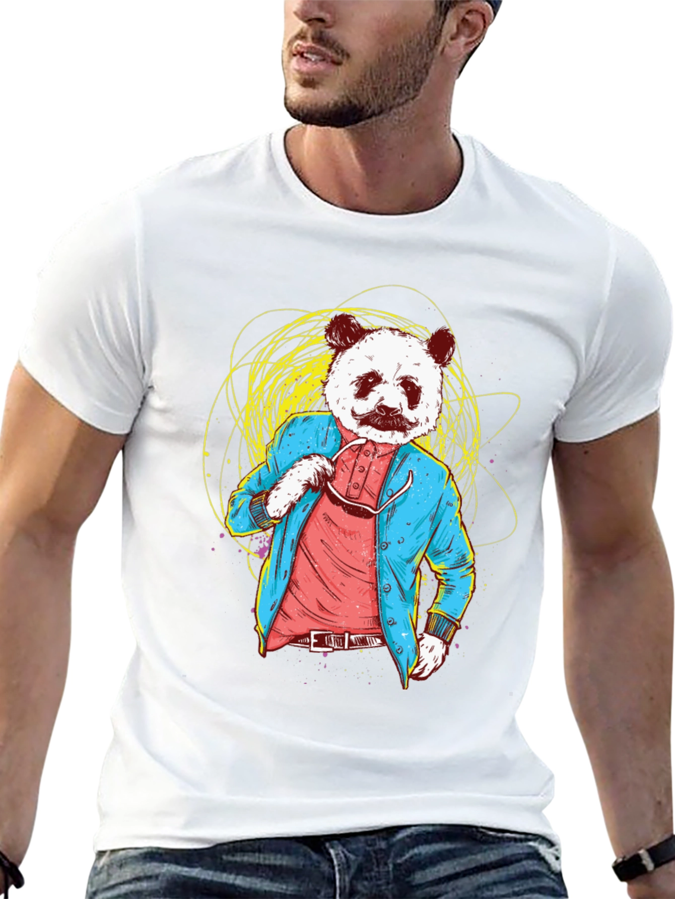 Panda Gentleman Graphic Tee - Cool Animal Design