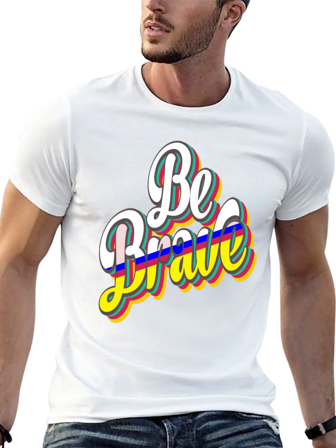 Be Brave Retro Graphic Tee - Black