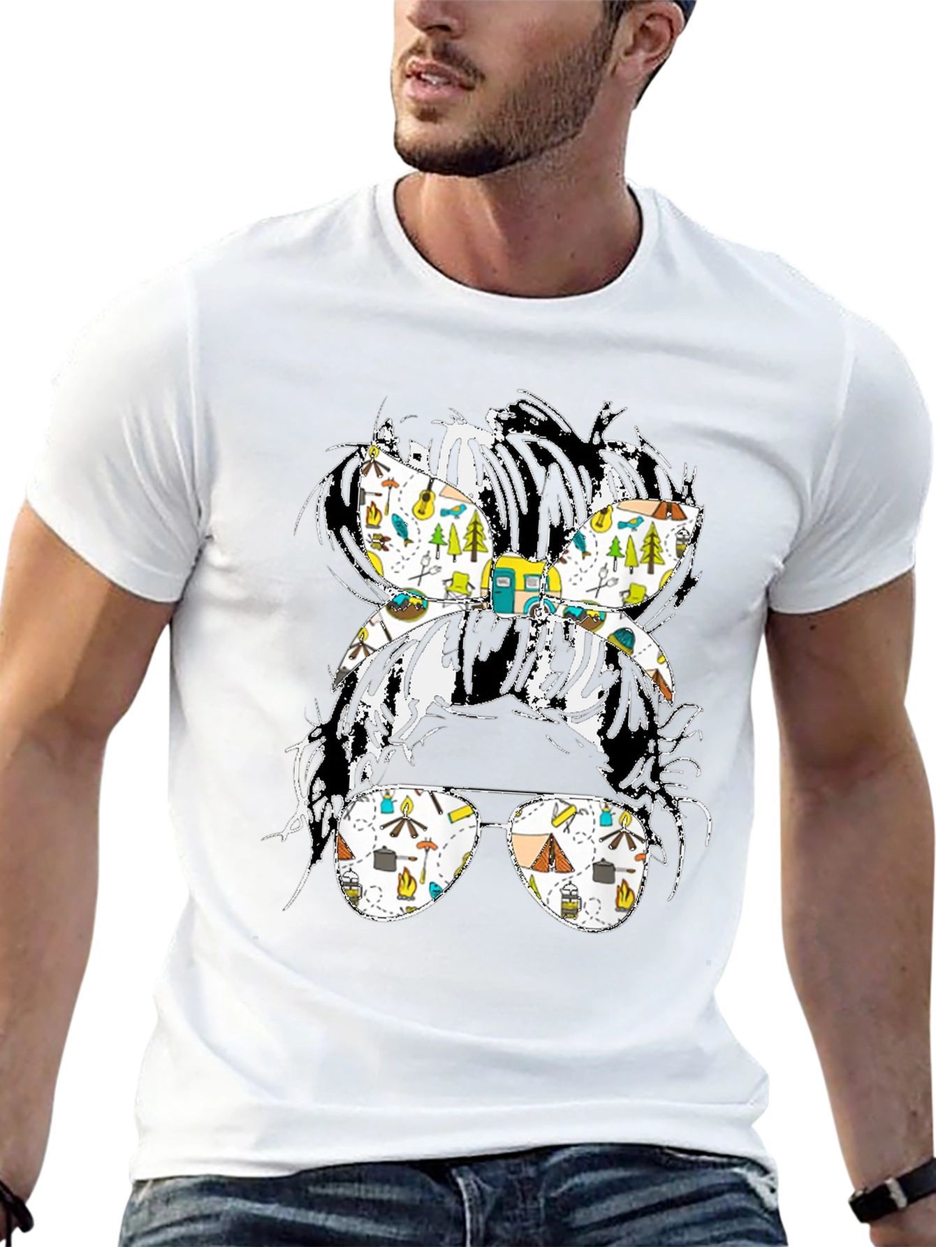 Camping Messy Bun T-Shirt