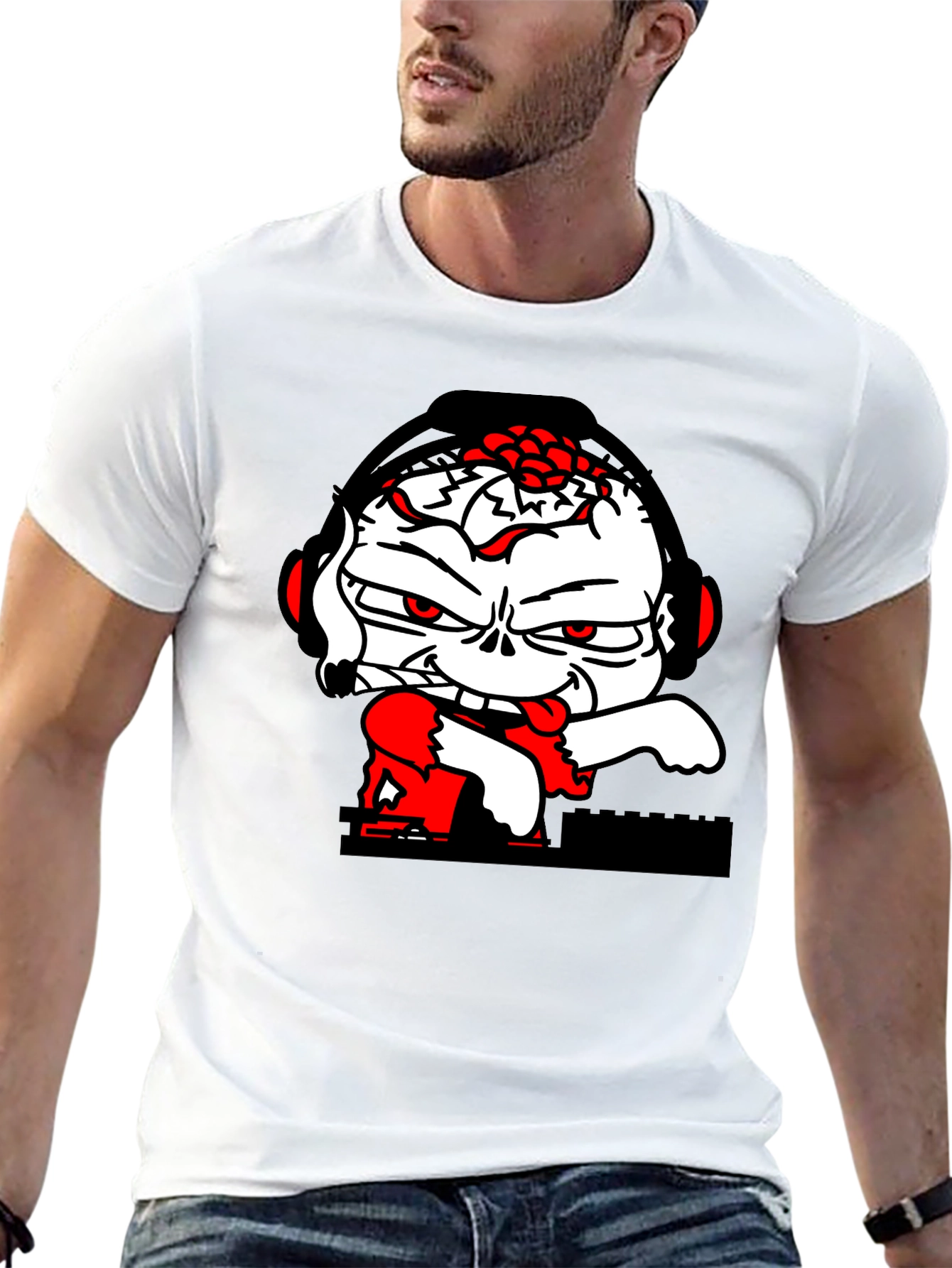 DJ Zombie Graphic Tee - Black Cotton Blend