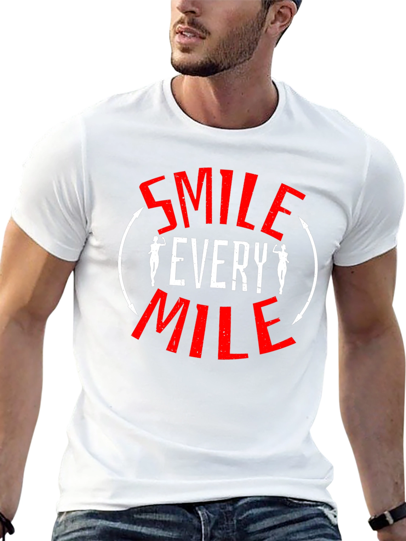 Smile Every Mile T-Shirt - Motivational Fitness Tee