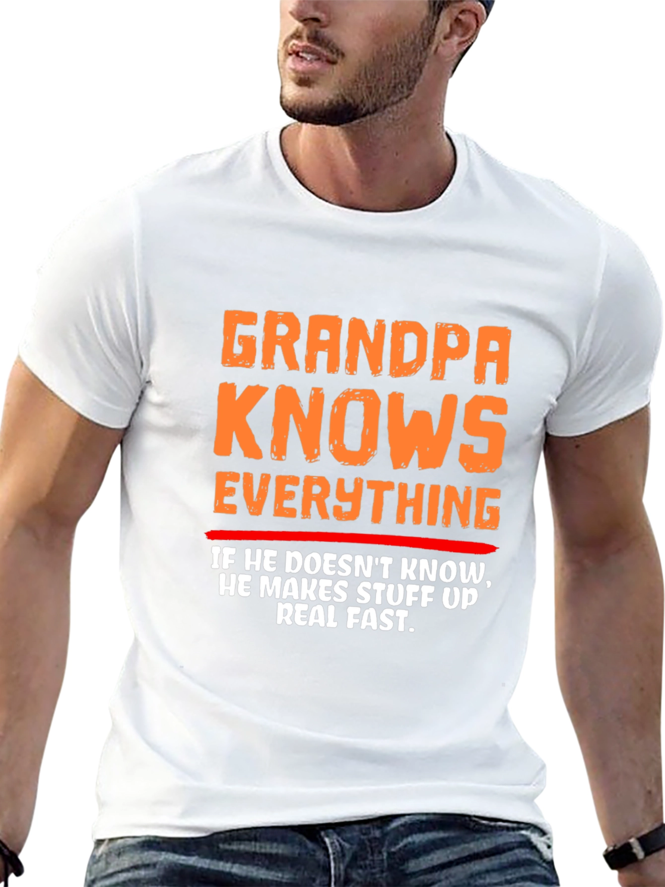 Grandpa Knows Everything Funny Graphic T-Shirt