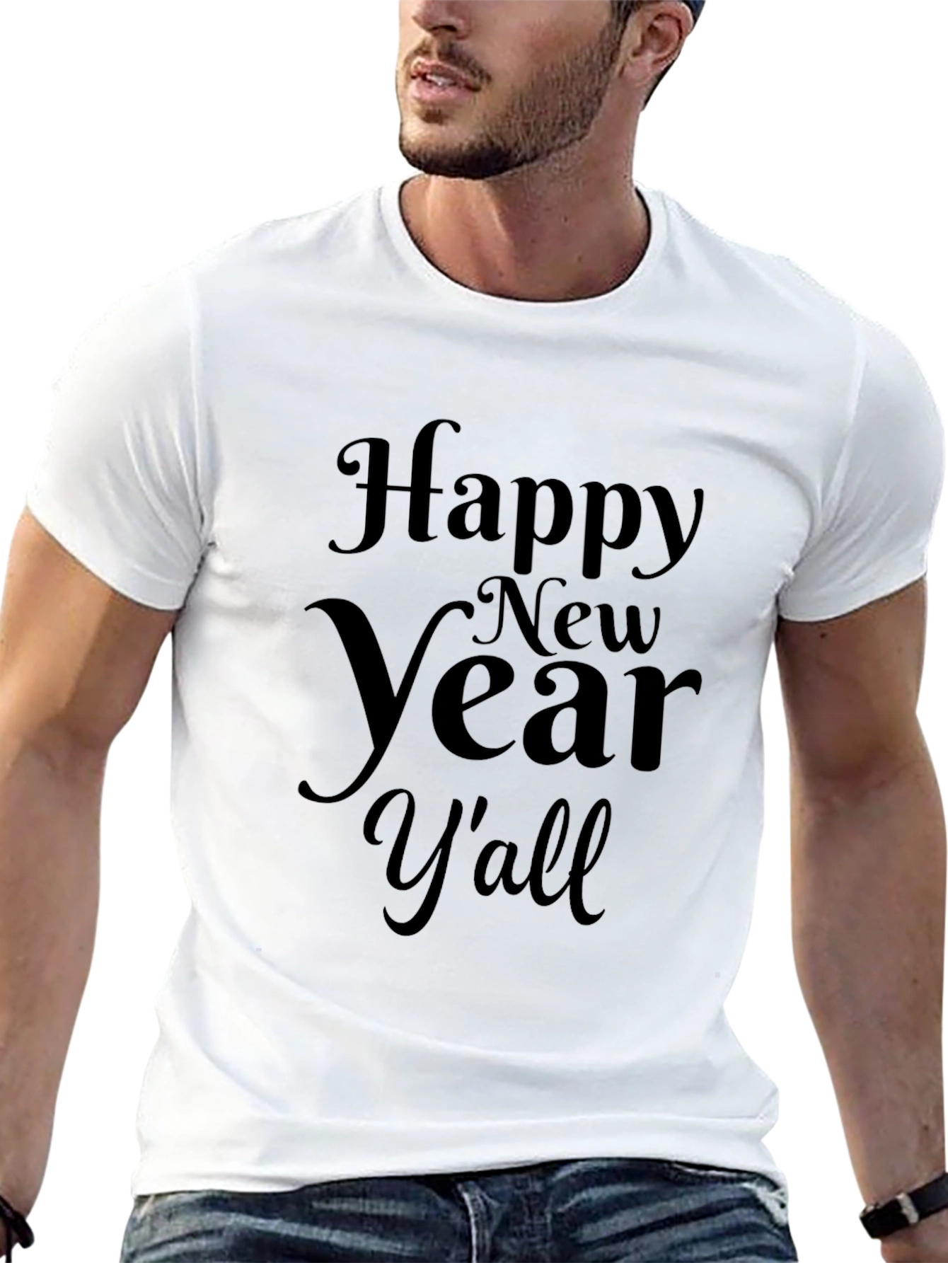 Happy New Year Yall Graphic Tee - Black