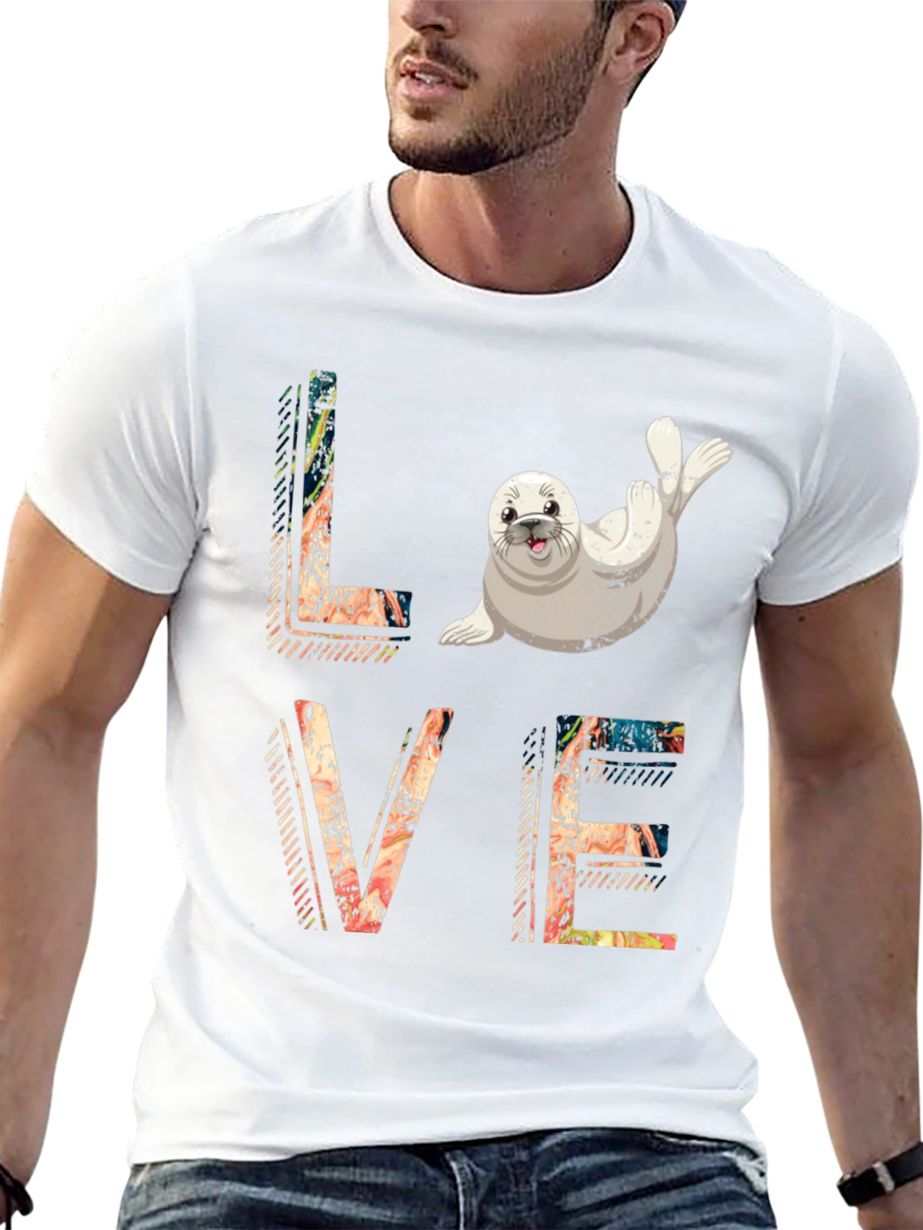 Love Seal Graphic Black T-Shirt