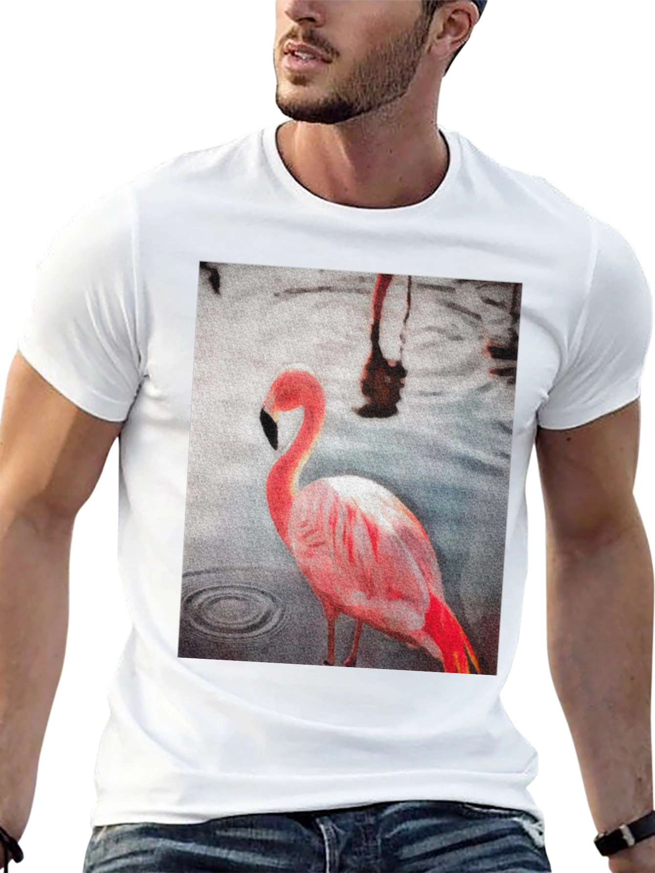 Flamingo Graphic T-Shirt - Stylish Black Tee