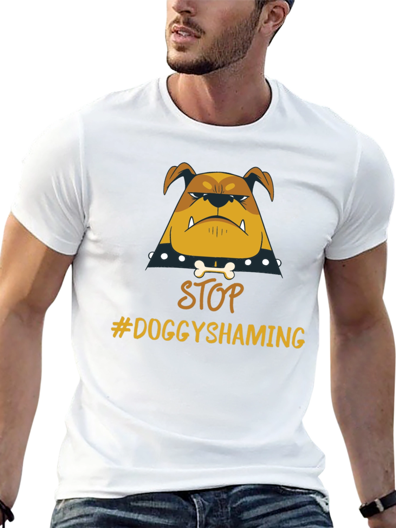 Stop Doggy Shaming Tee - Bulldog Graphic Black T-Shirt